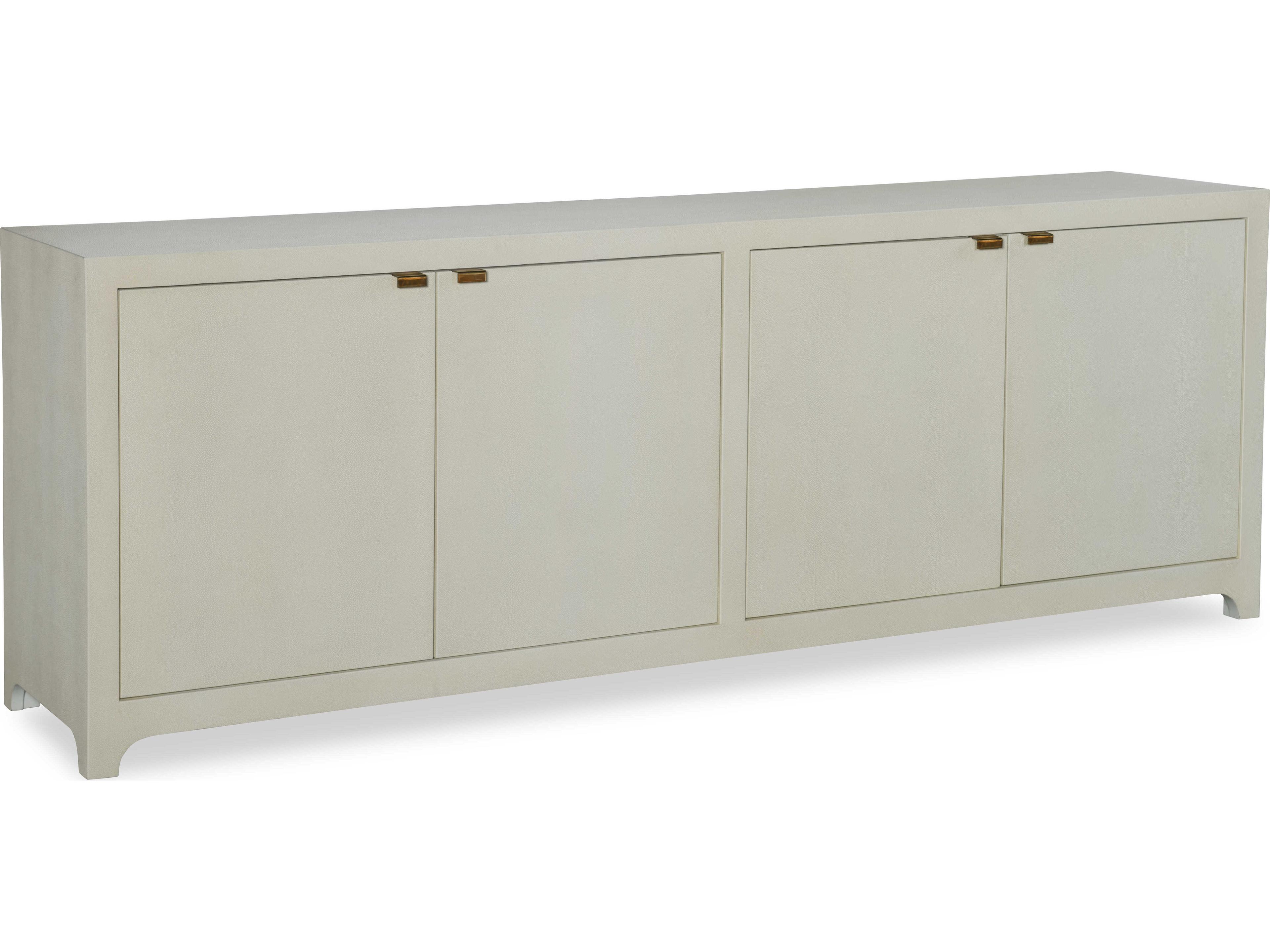 Century Furniture Monarch 88" Poplar Wood Ivory Faux Shagreen With Satin Brass Credenza Sideboard