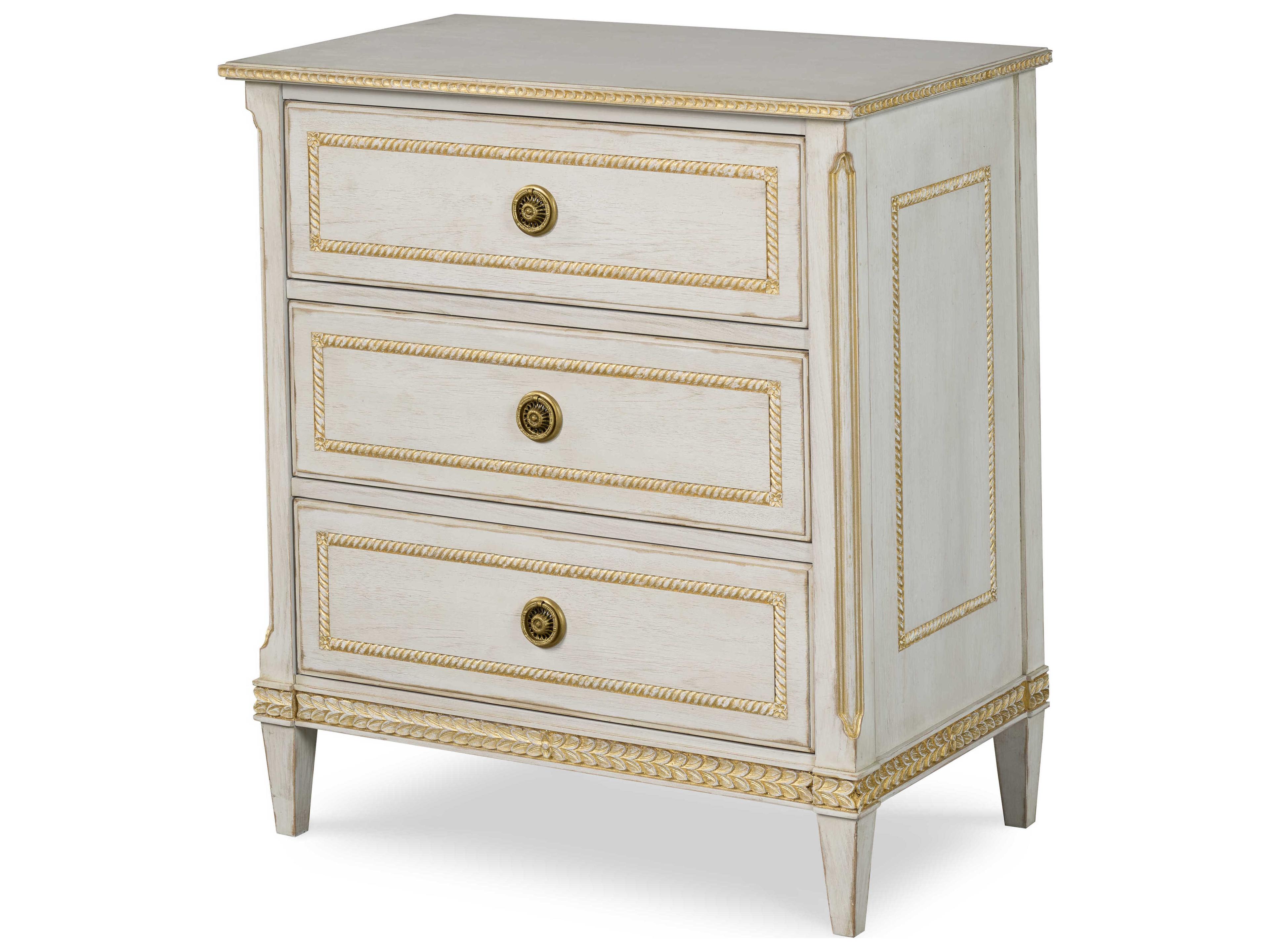Century Furniture Monarch 3-Drawers White Acacia Wood Nightstand
