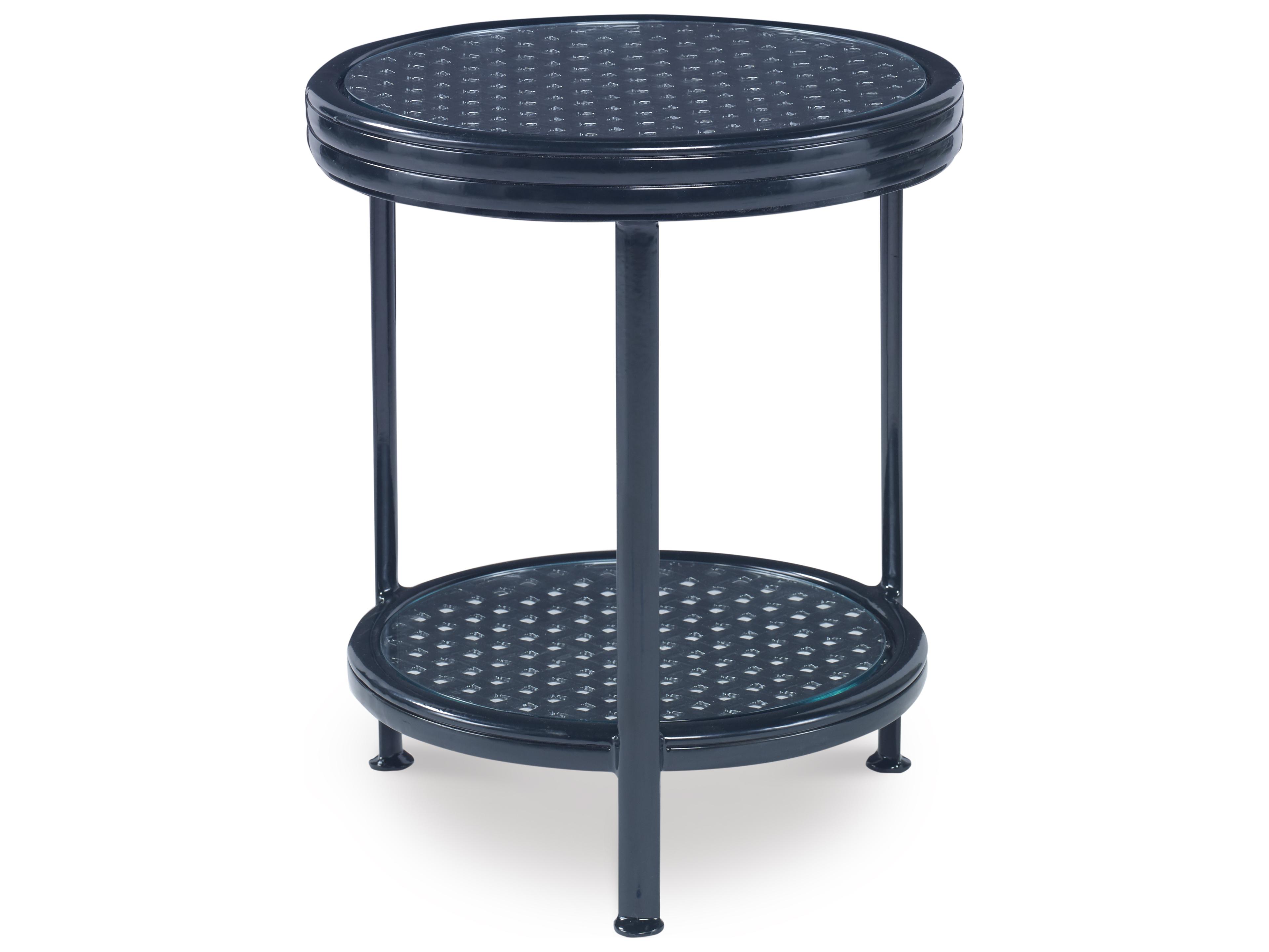Century Outdoor Thomas O'Brien Augustine Litchfield Green Aluminum Round Tempered Glass Occasional Table