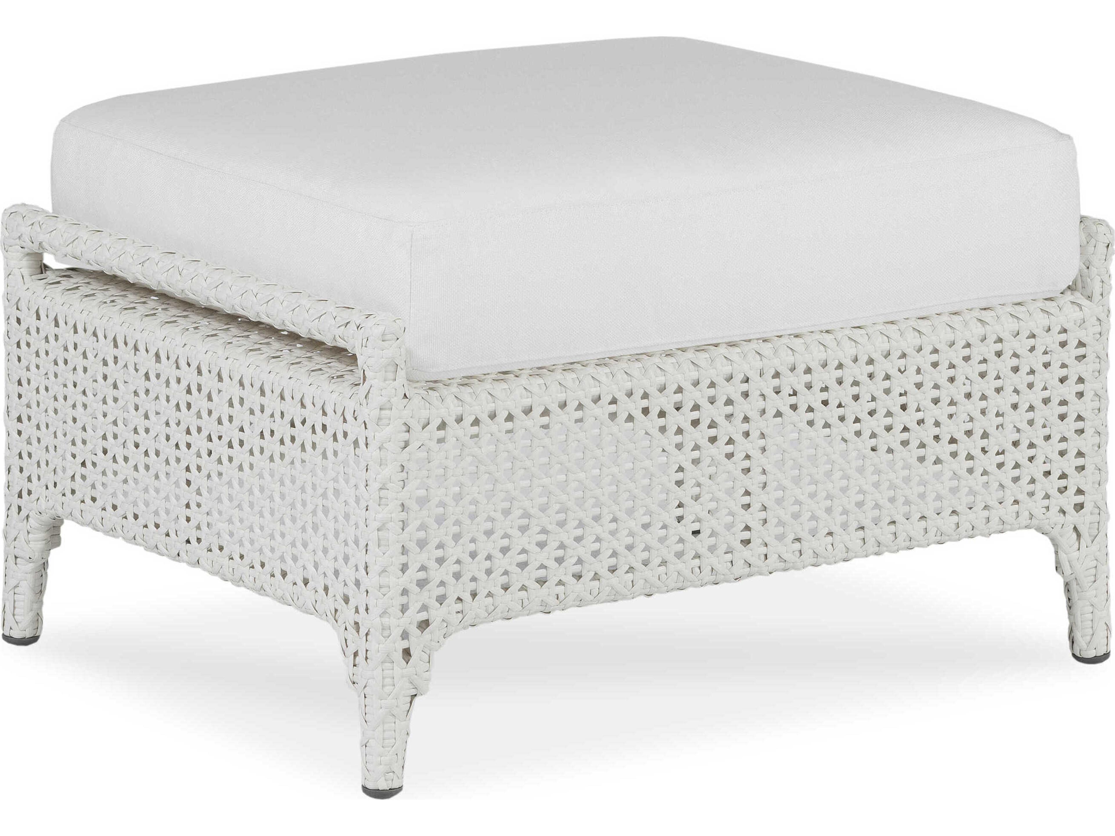 Century Outdoor Tangier Chalk White Wicker Cushion Ottoman