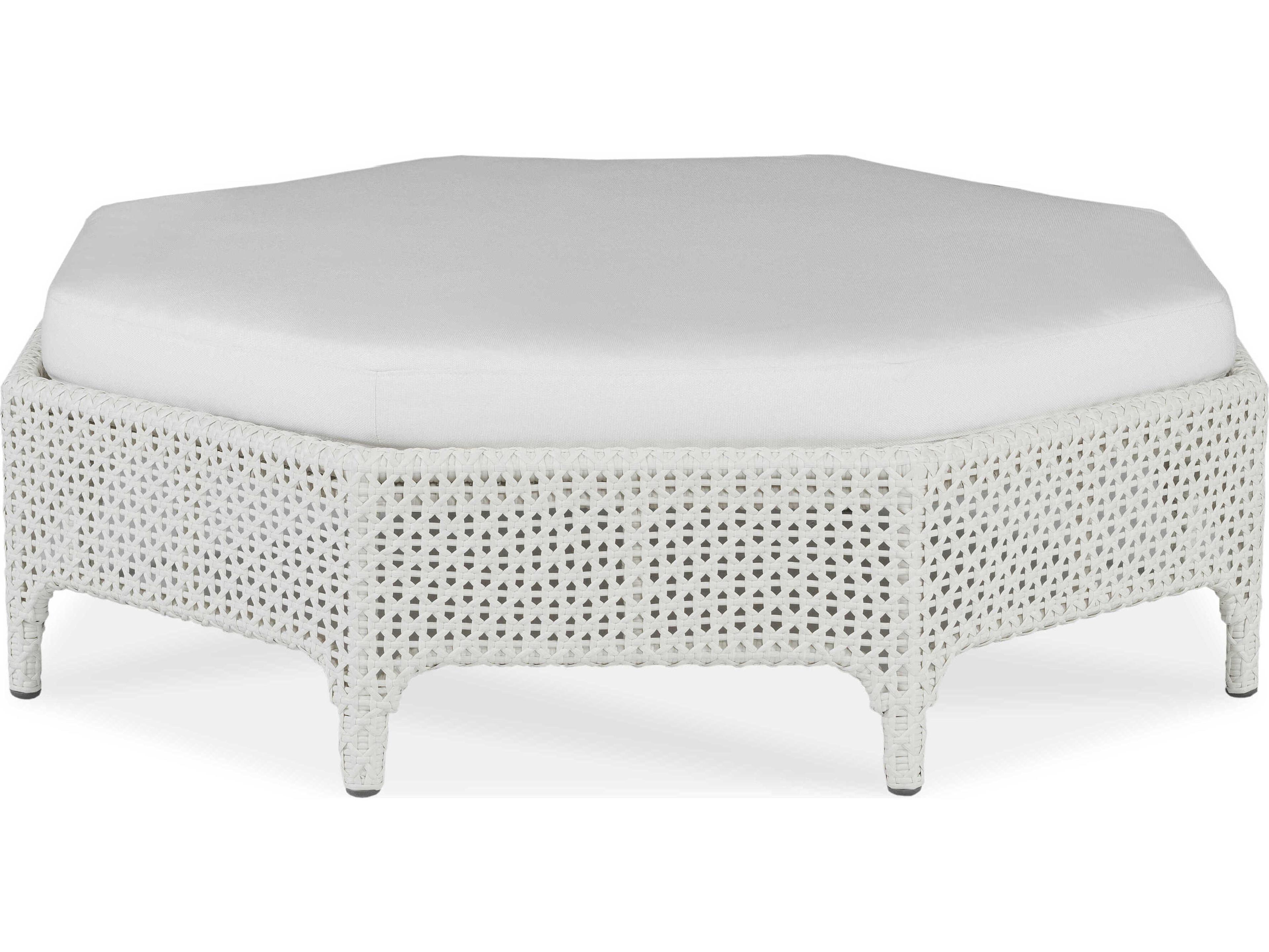 Century Outdoor Tangier Chalk White Wicker Cushion Ottoman