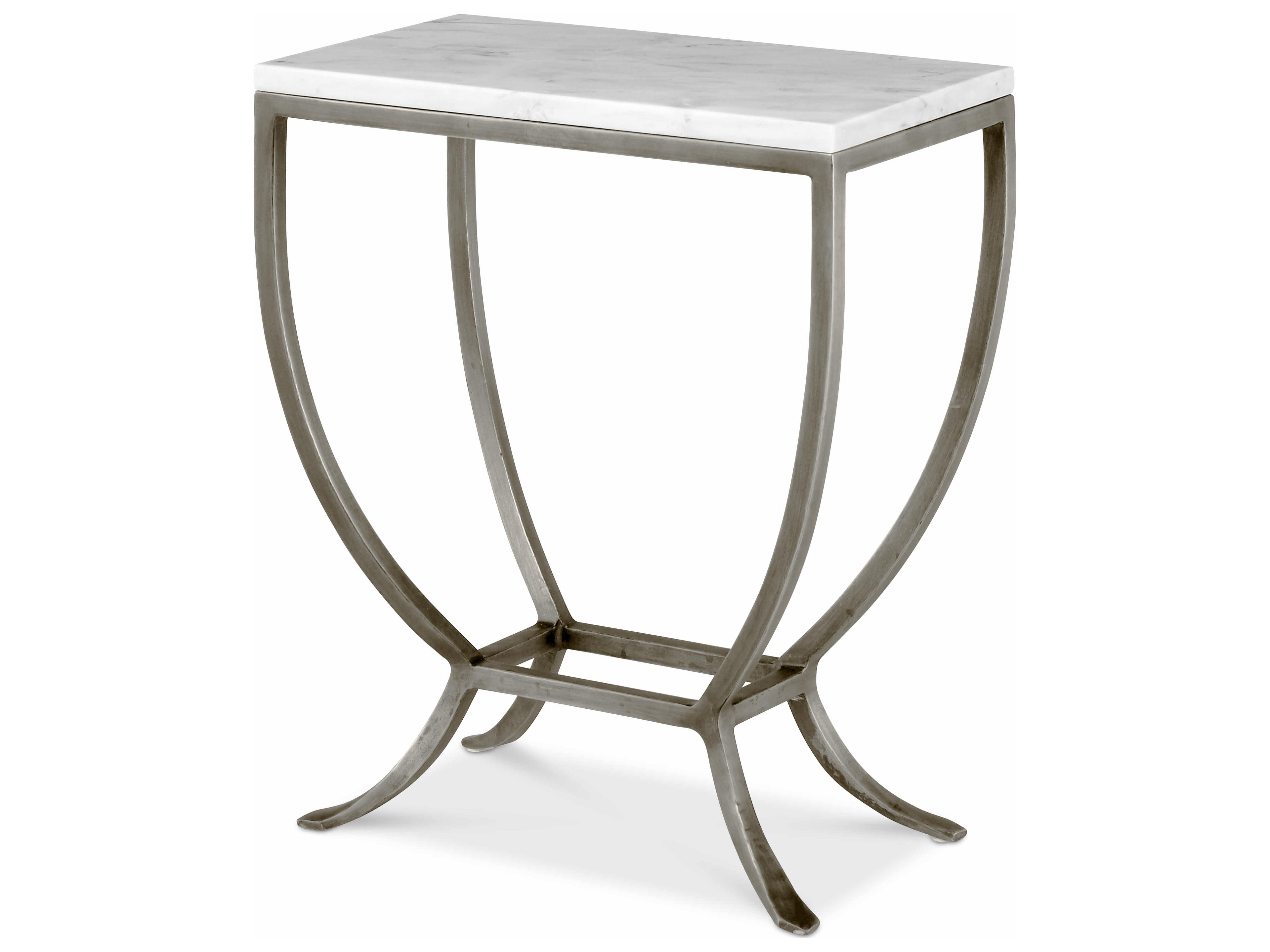 Century Outdoor Complements Steel Rectangular Stone Top End Table