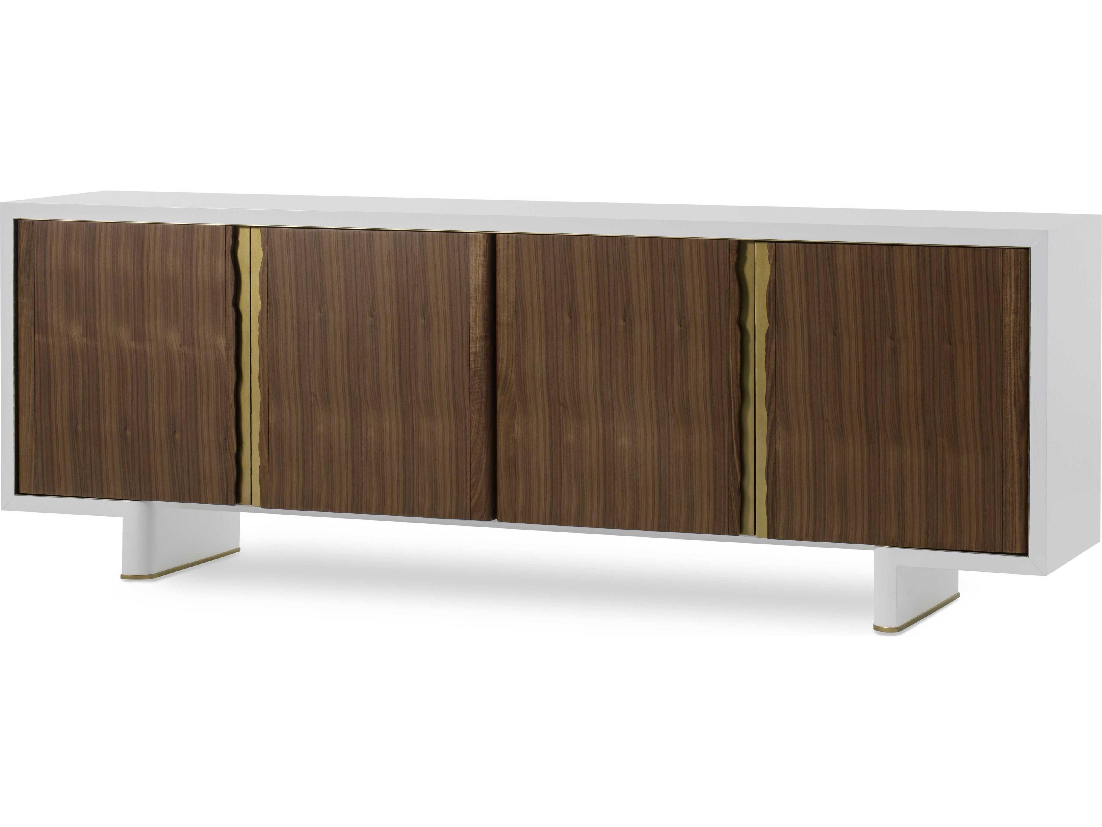 Century Furniture Grand Tour 95" White Lacquer With Brass Credenza Sideboard