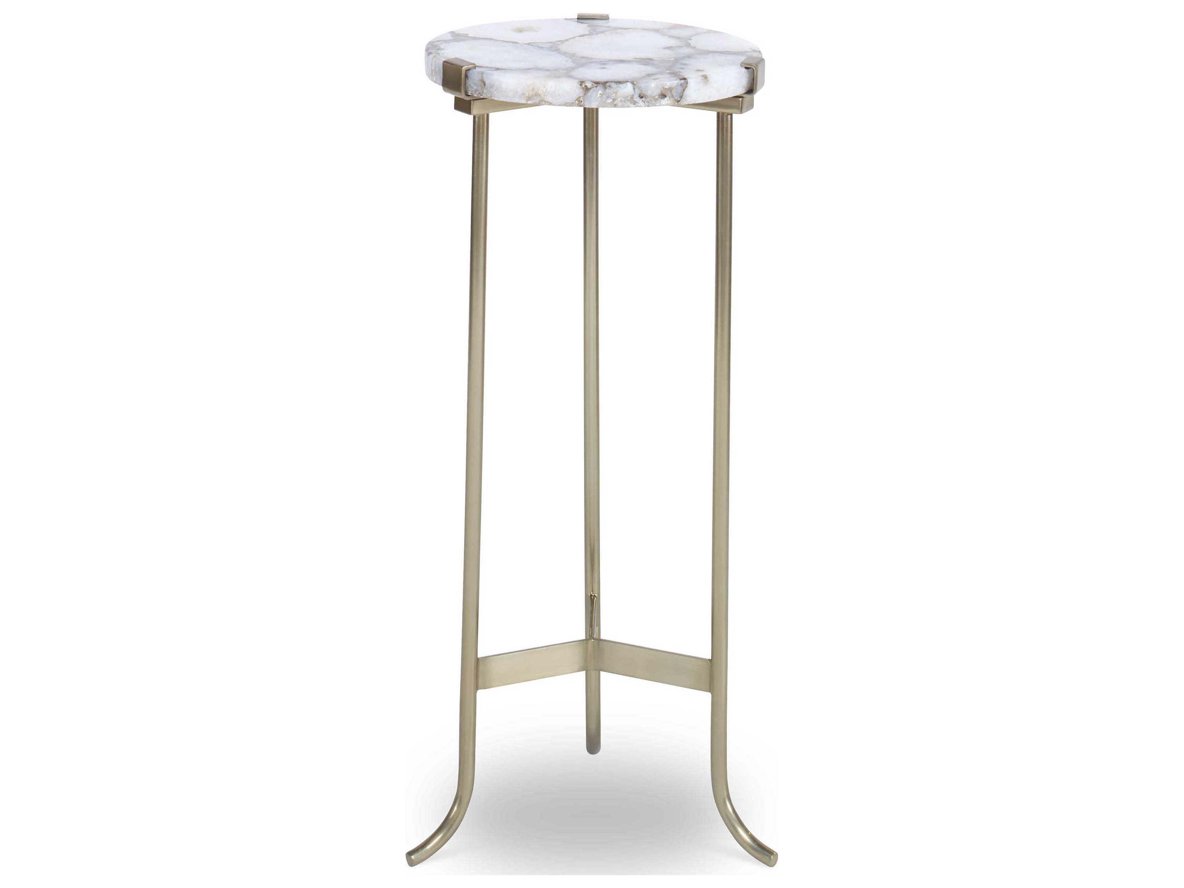 Century Furniture Grand Tour Round Agate Stone Brushed Brass End Table