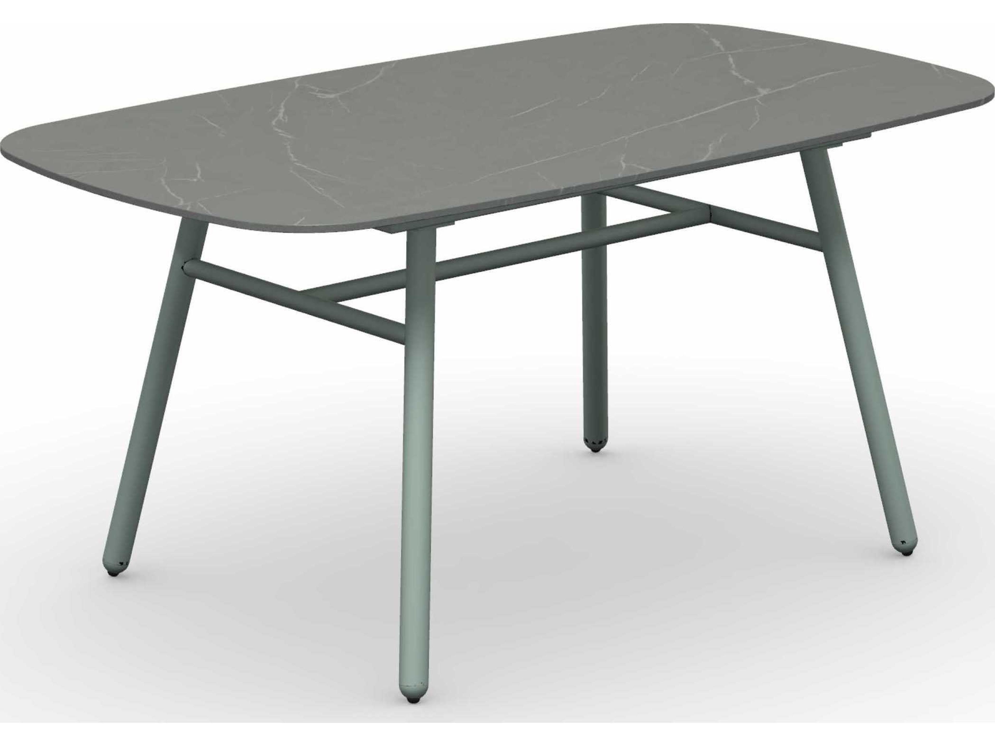 Connubia Outdoor Yo Matt Thyme Green / Piasentina Grey Aluminum Ceramic Rectangular Dining Table