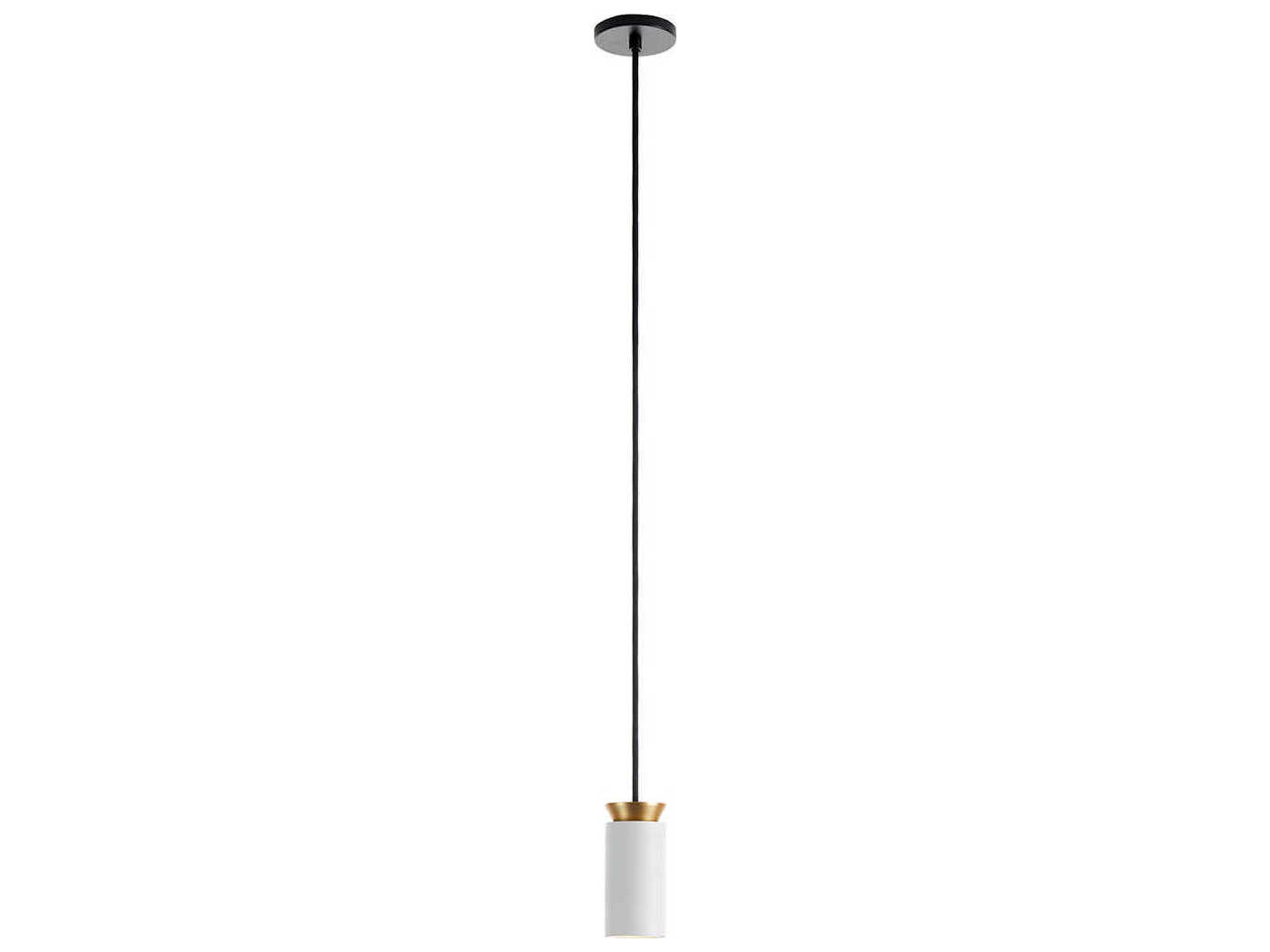 Triana 1-Light White Satin Gold Black Cylinder Mini Pendant