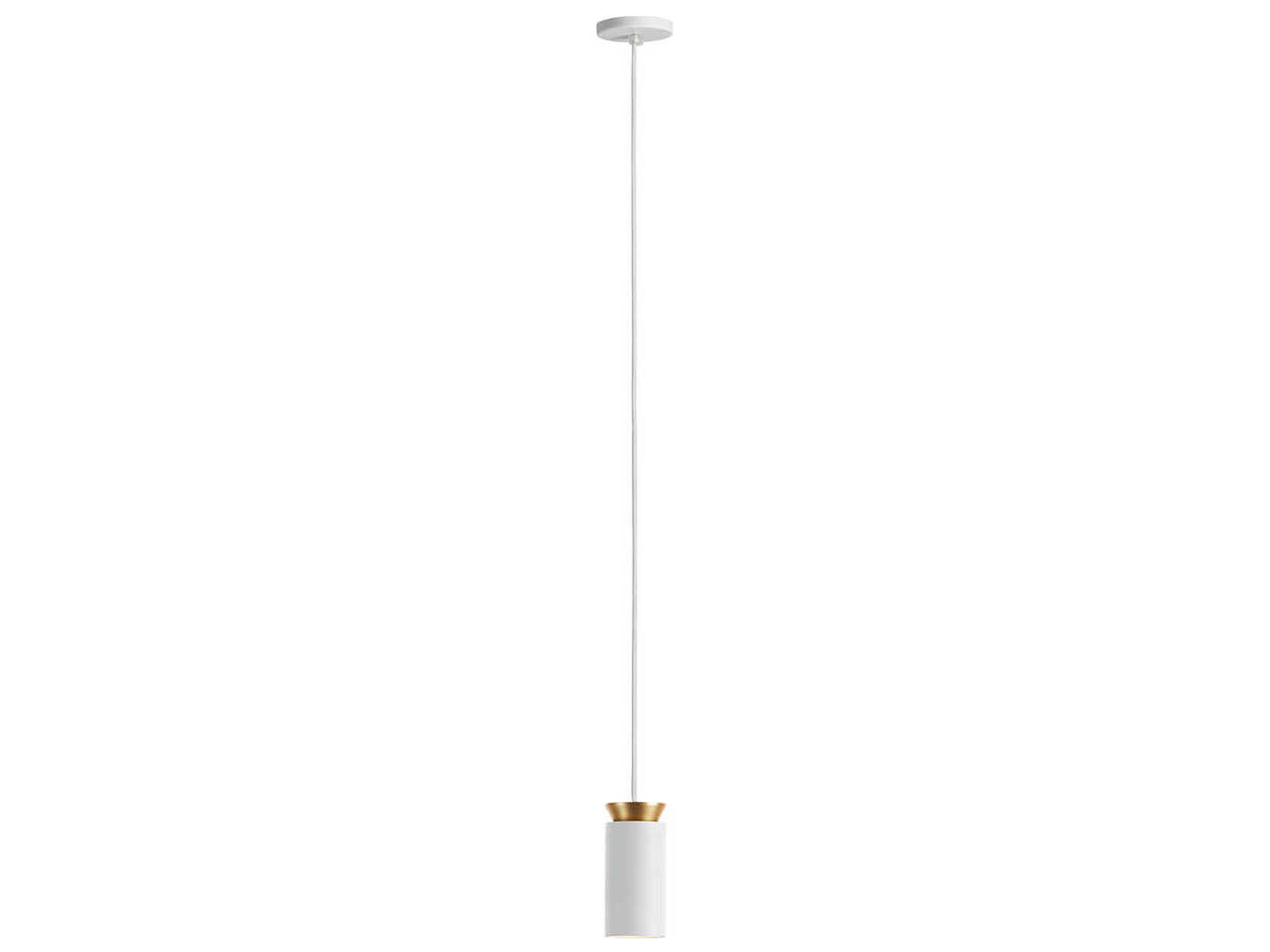 Triana 1-Light White Satin Gold Cylinder Mini Pendant