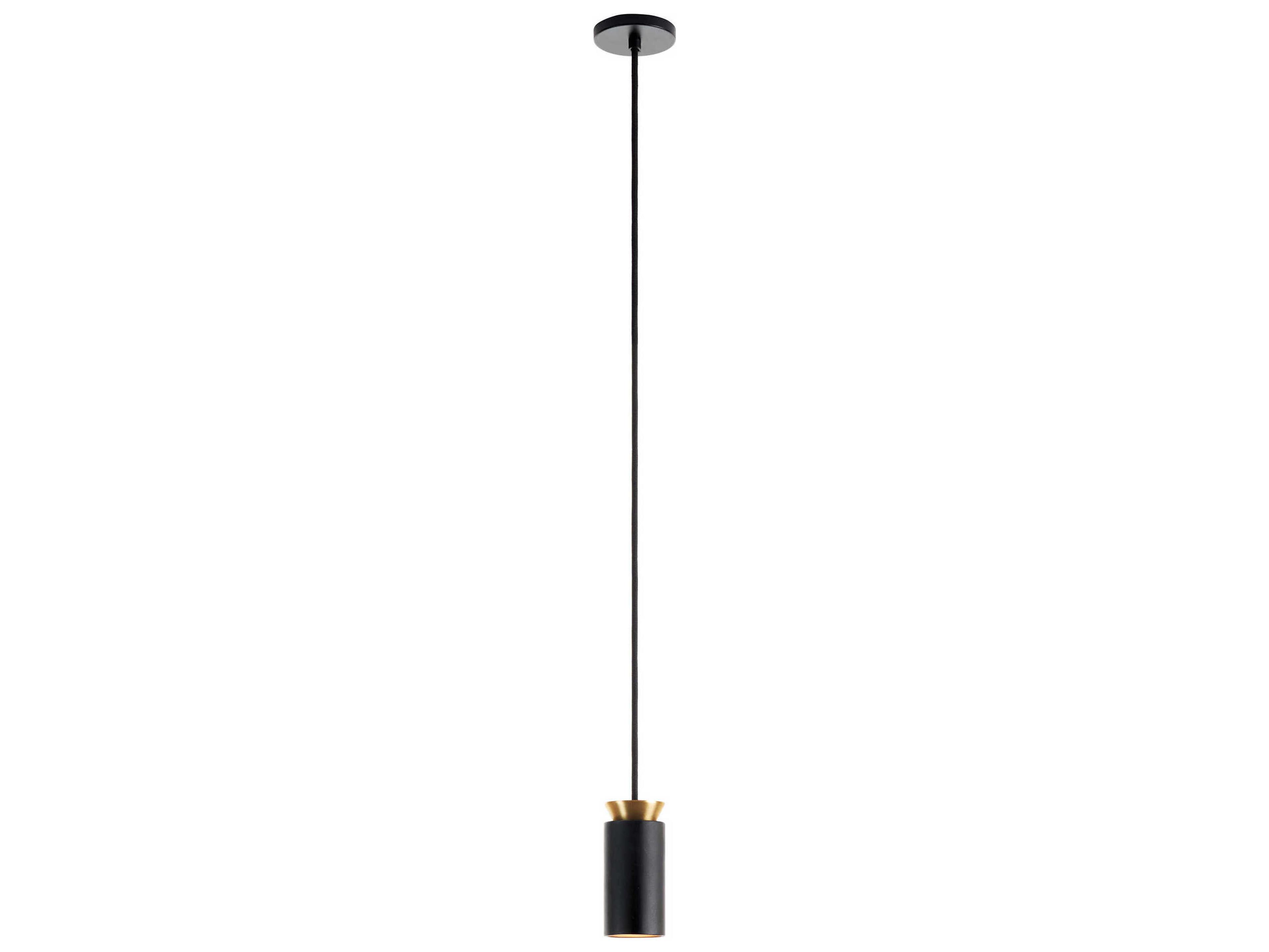Triana 1-Light Black Satin Gold Cylinder Mini Pendant