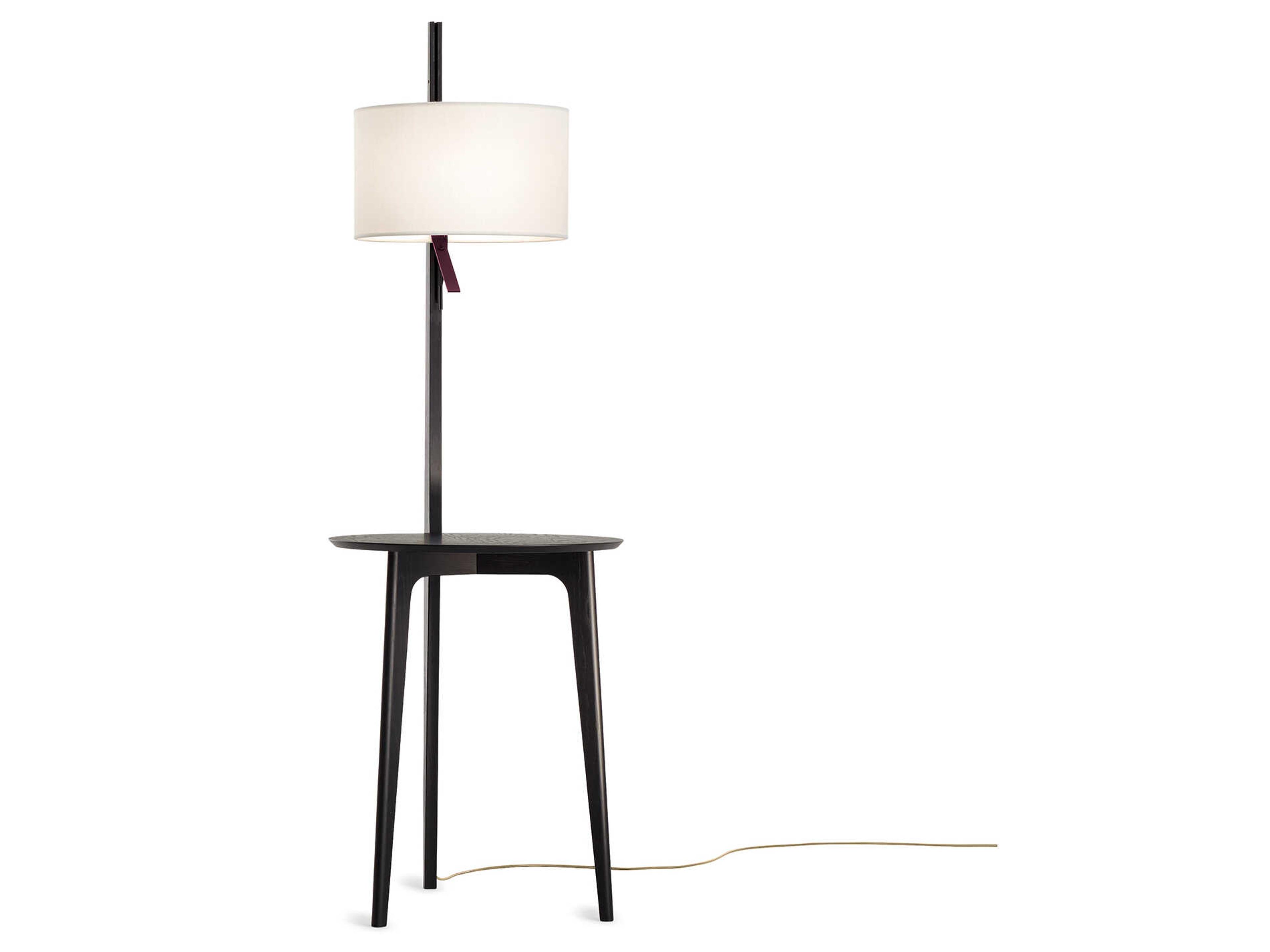 Carpyen Carla Black Oak White Linen Floor Lamp