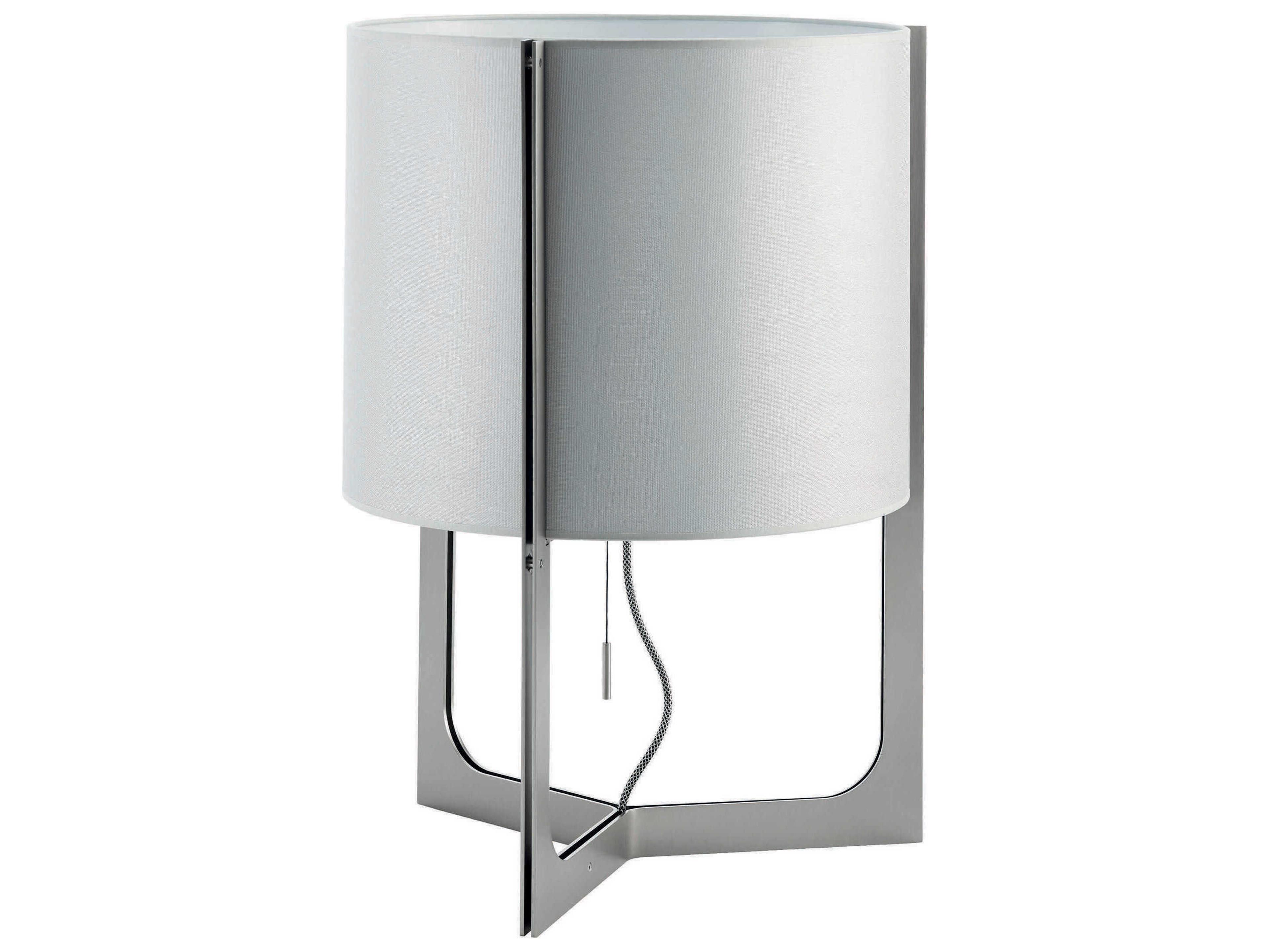 Carpyen Nirvana Matt Nickel Metallic Grey Fabric Table Lamp