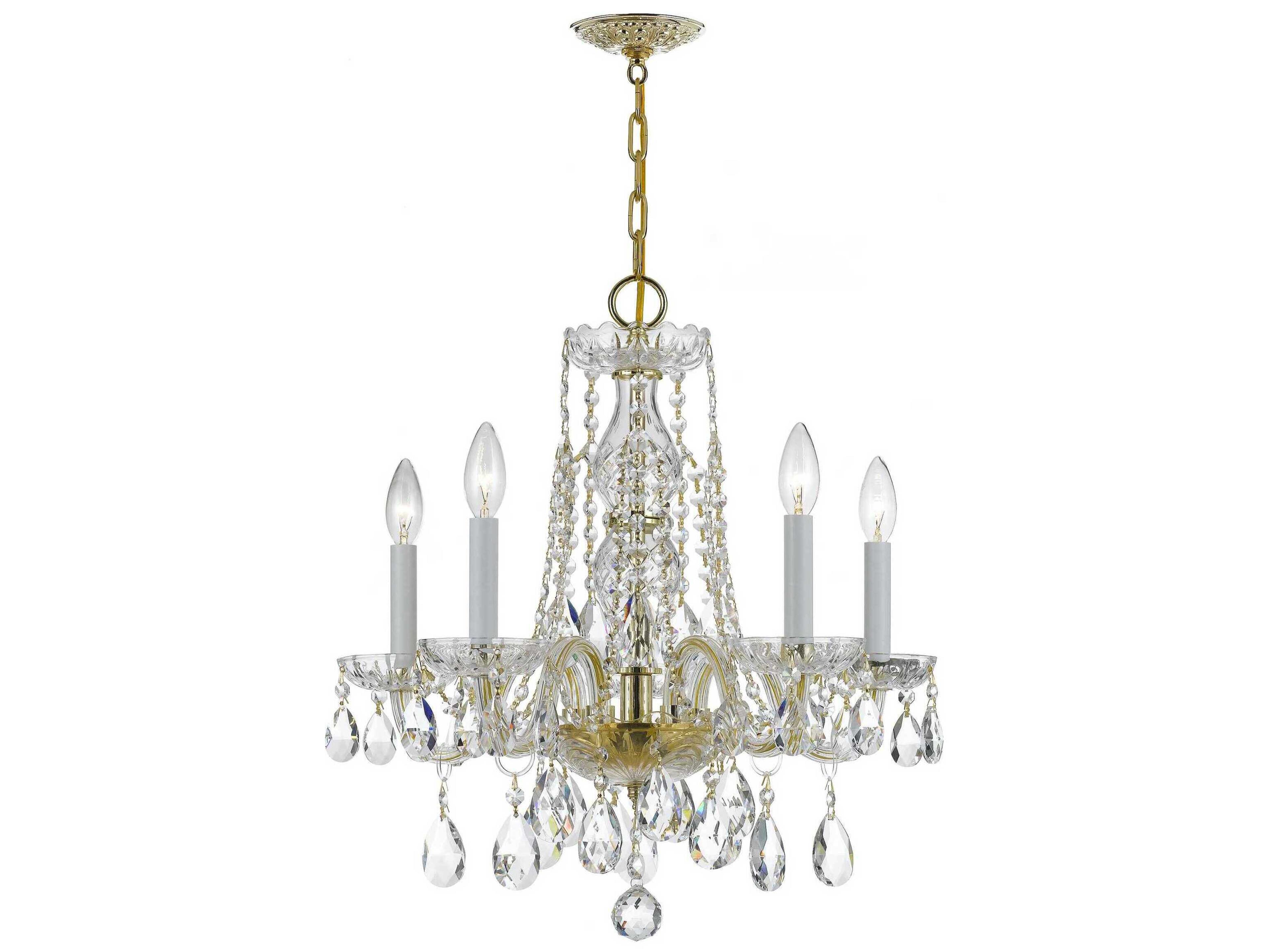 Crystorama Traditional Crystal 5-Light Chrome Glass Candelabra Chandelier