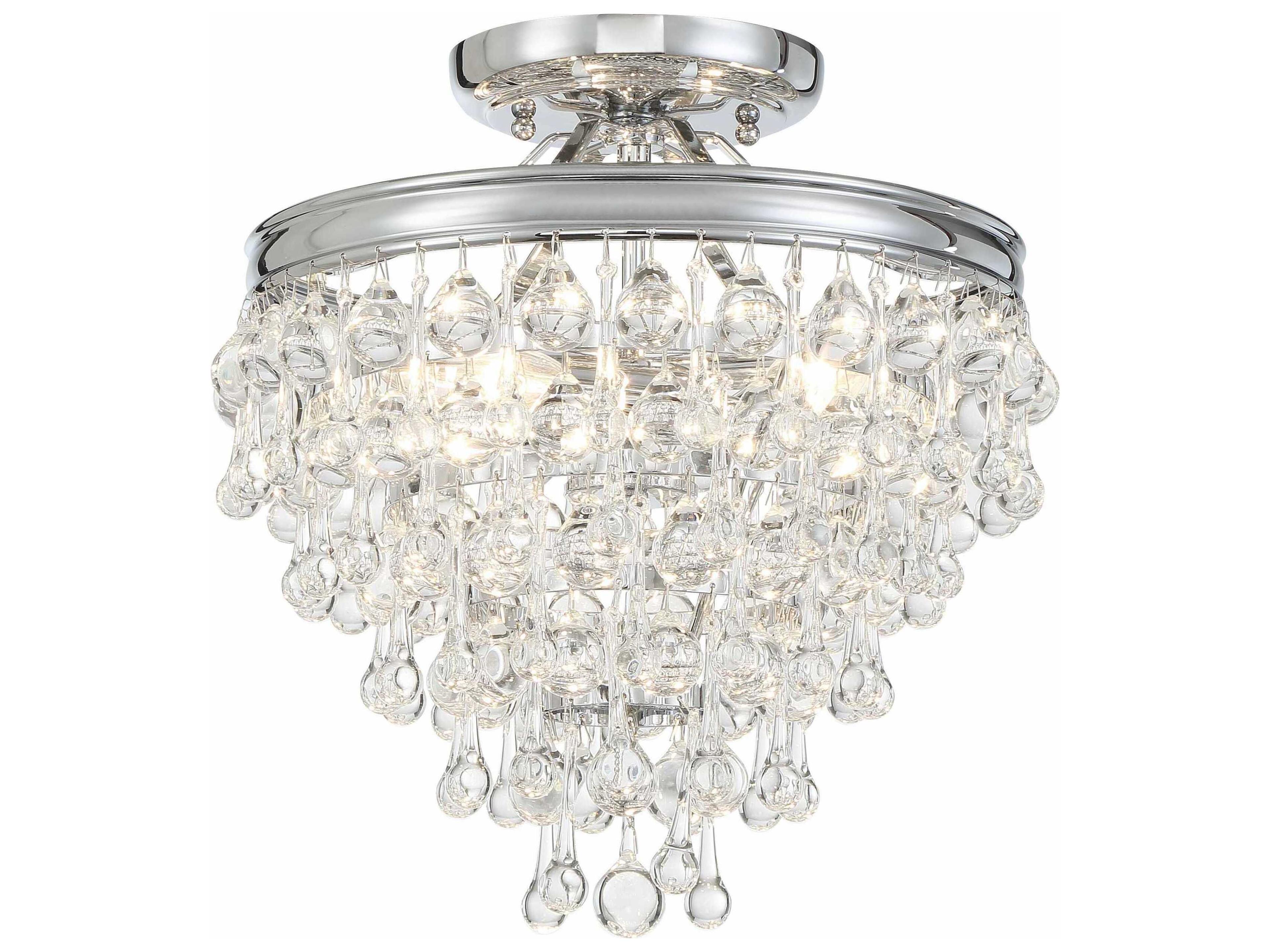 Crystorama Calypso 3-Light Chrome Glass Tiered Semi Flush Mount