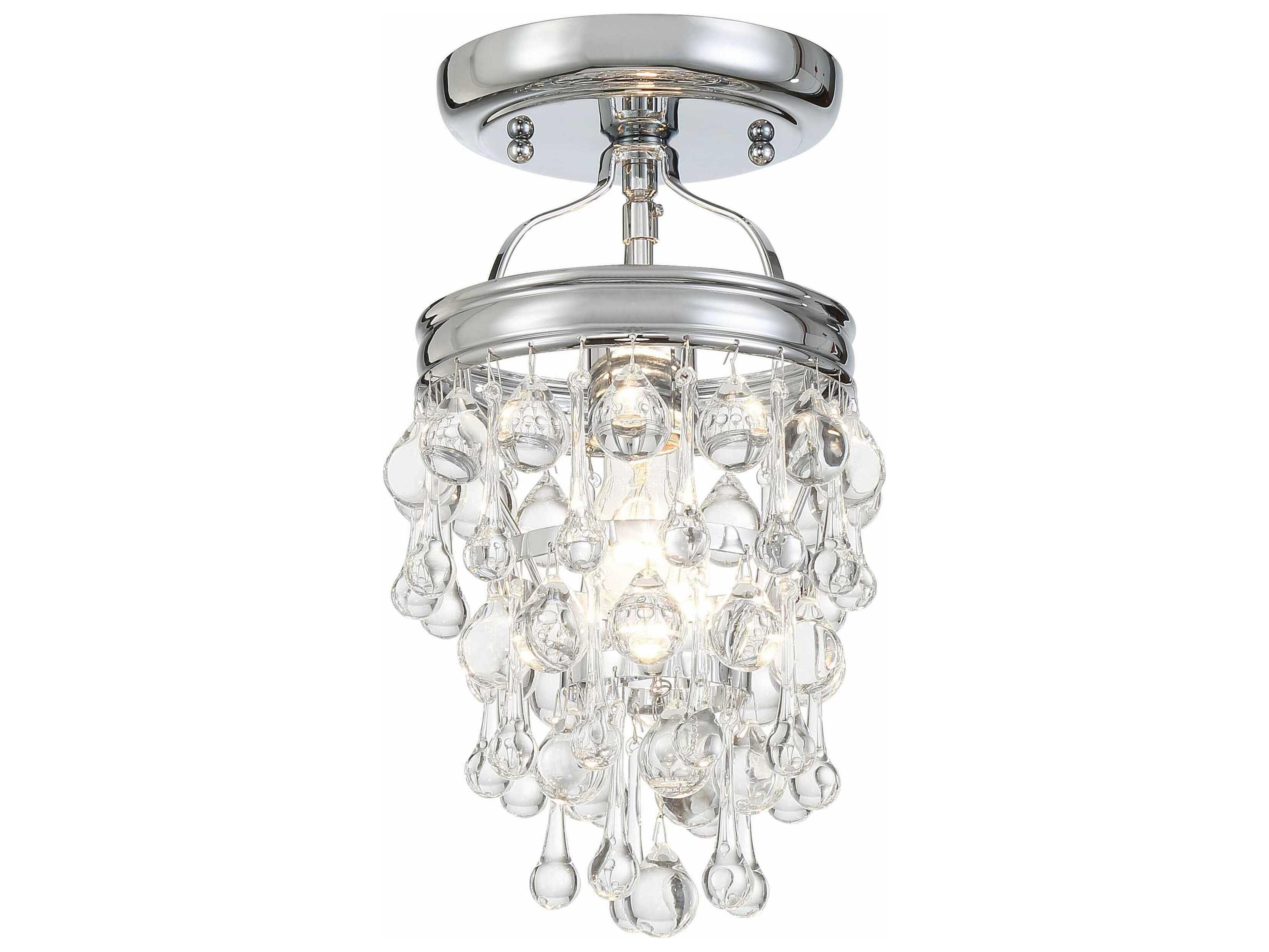 Crystorama Calypso 1-Light Chrome Glass Tiered Semi Flush Mount