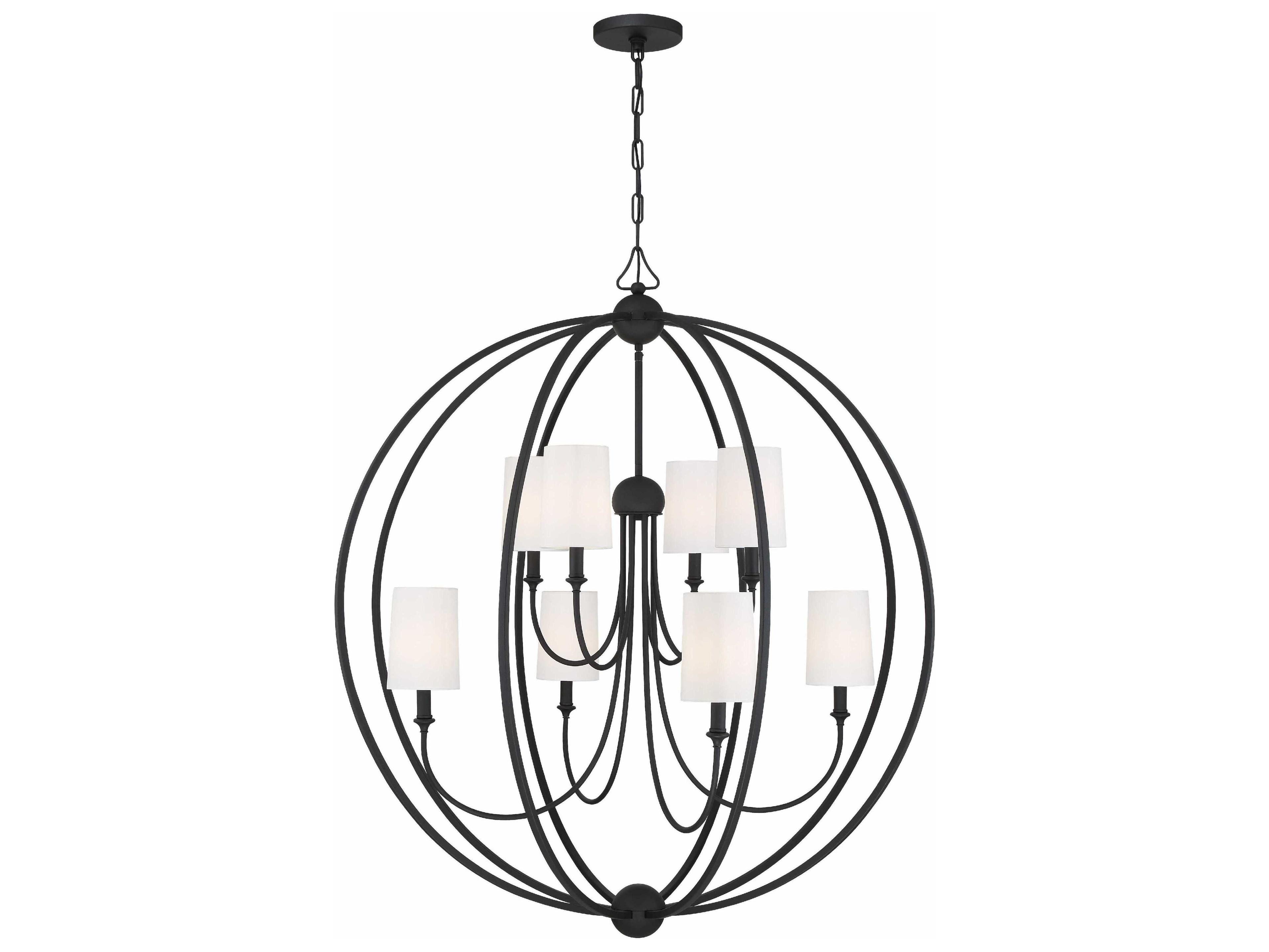 Crystorama Sylvan 8-Light Black Forged Candelabra Geometric Round Chandelier