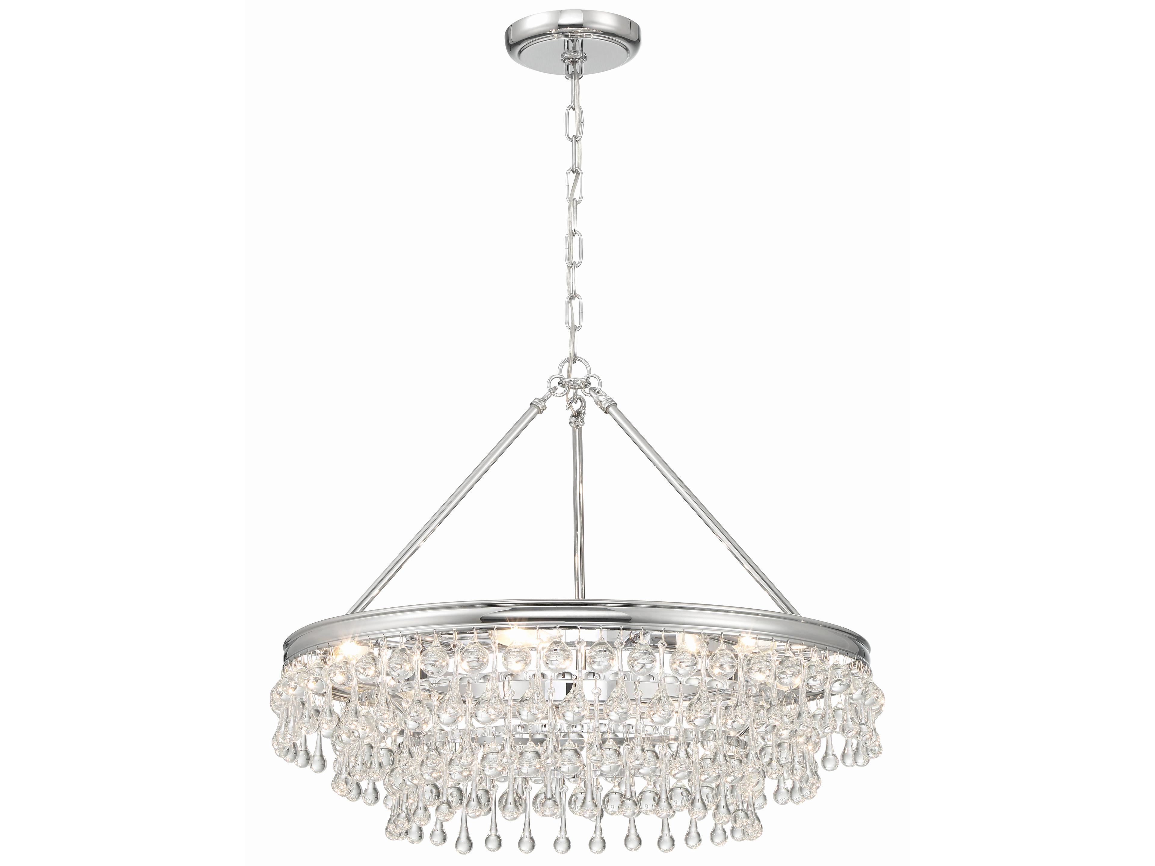 Crystorama Calypso 6-Light Polished Chrome Glass Candelabra Chandelier