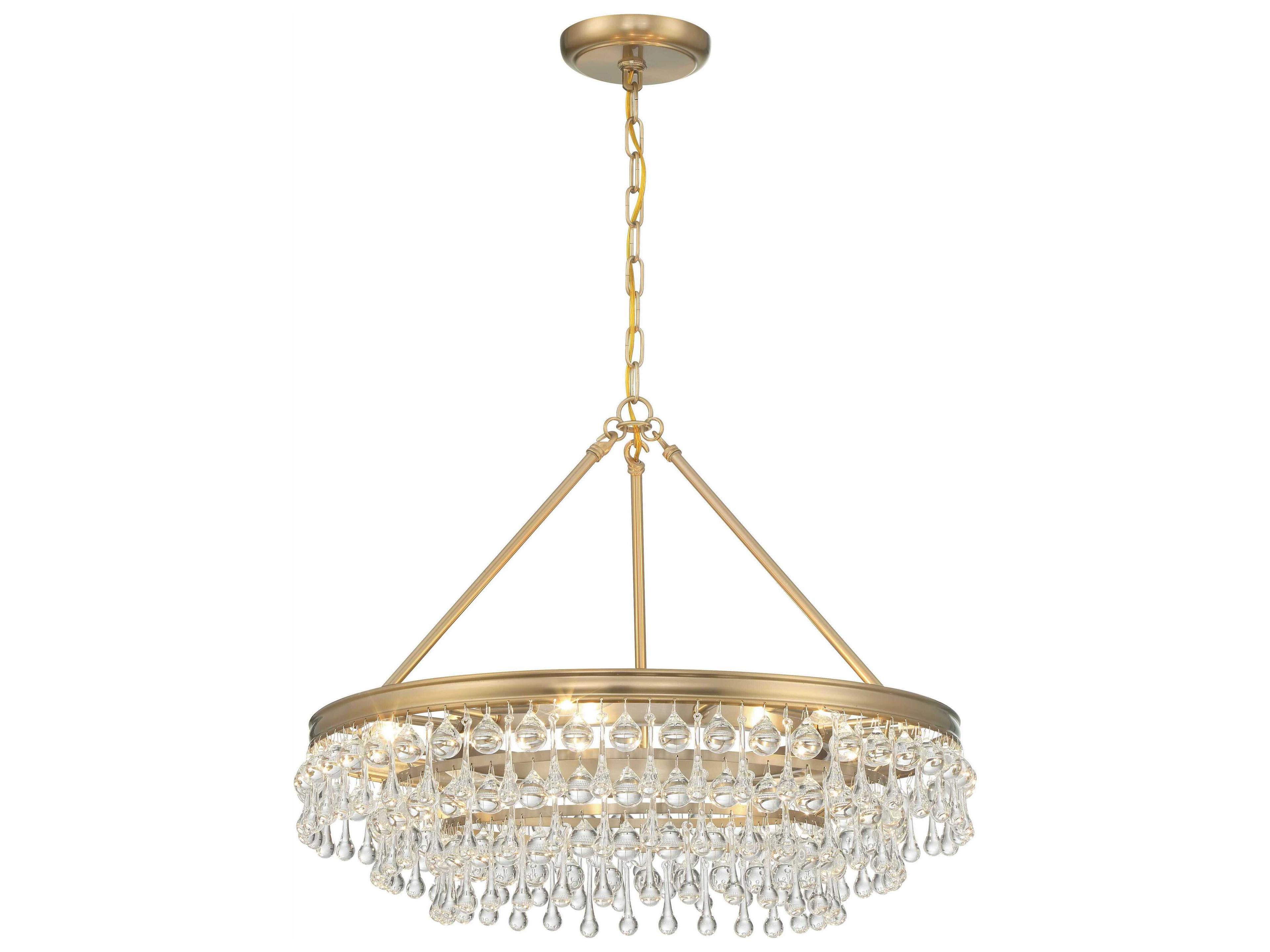 Crystorama Calypso 6-Light Vibrant Gold Glass Candelabra Chandelier