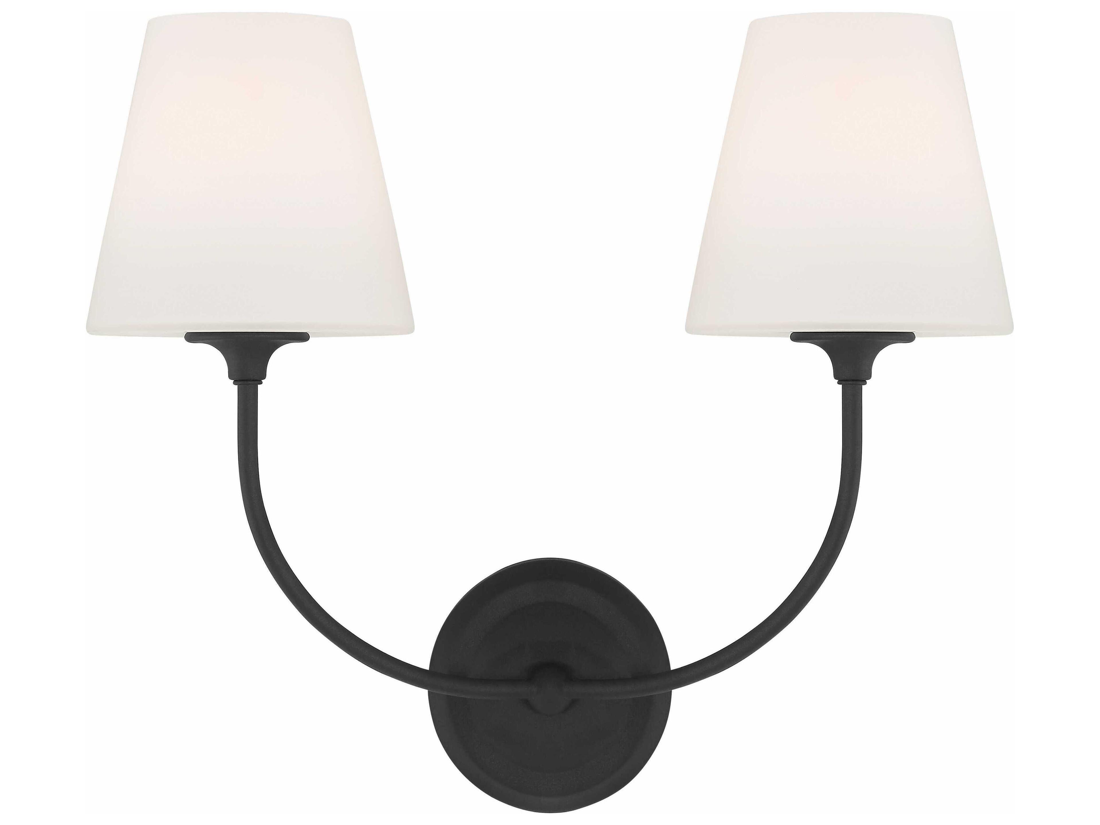 Crystorama Sylvan 2-Light Black Forged Glass Vanity Light