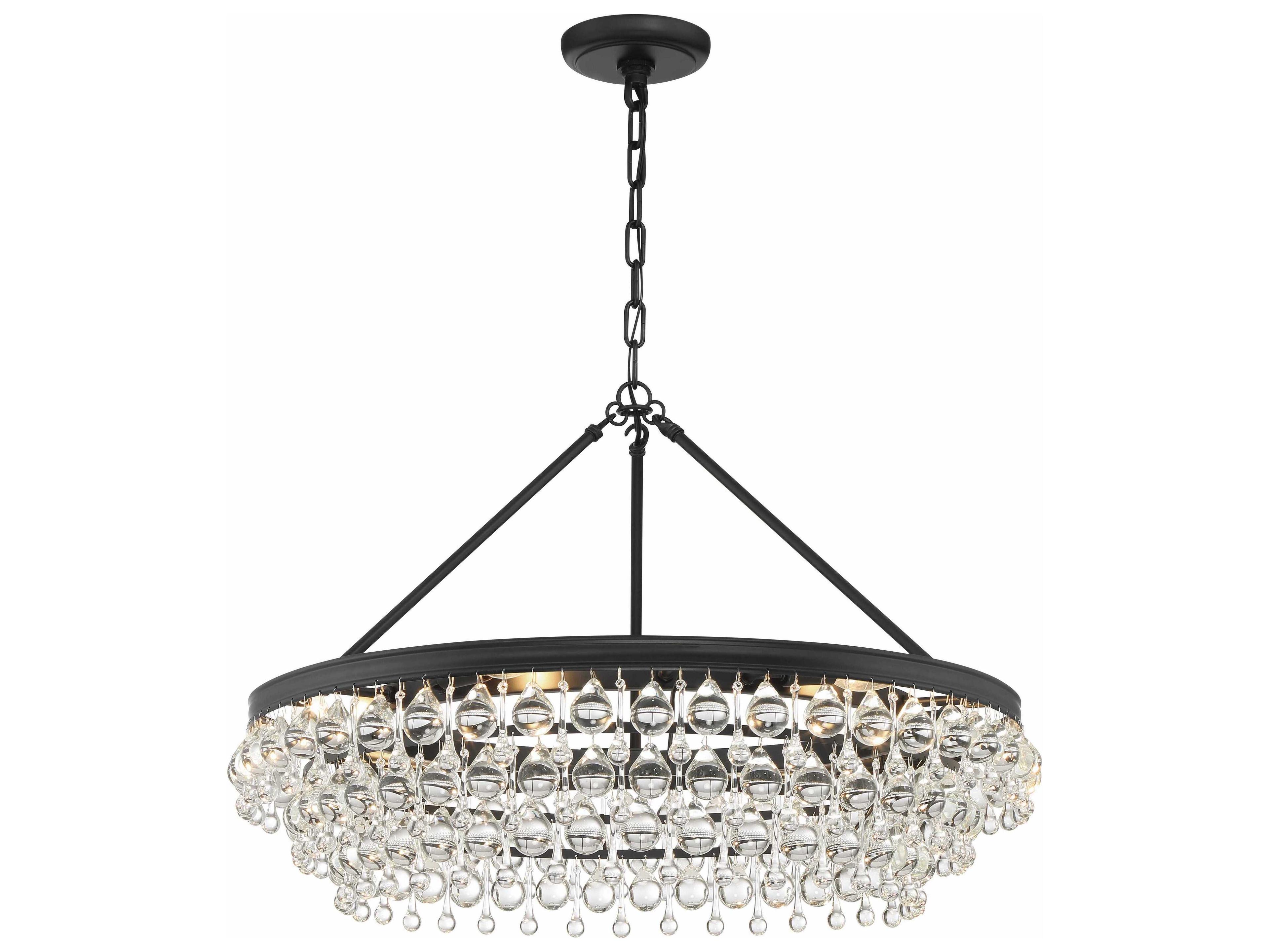 Crystorama Calypso 6-Light Matte Black Glass Candelabra Chandelier