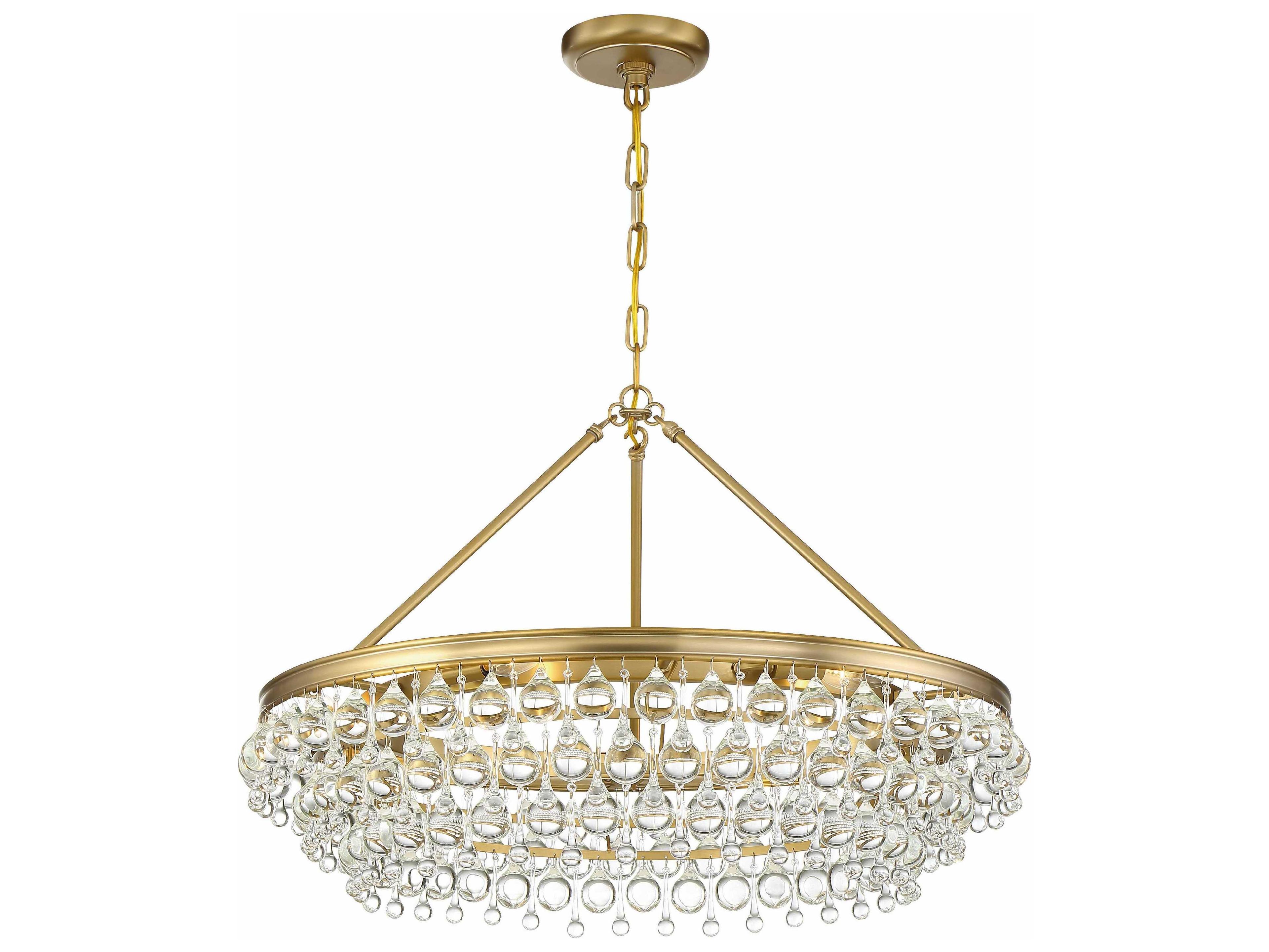 Crystorama Calypso 6-Light Vibrant Gold Clear Crystal Glass Candelabra Tiered Chandelier