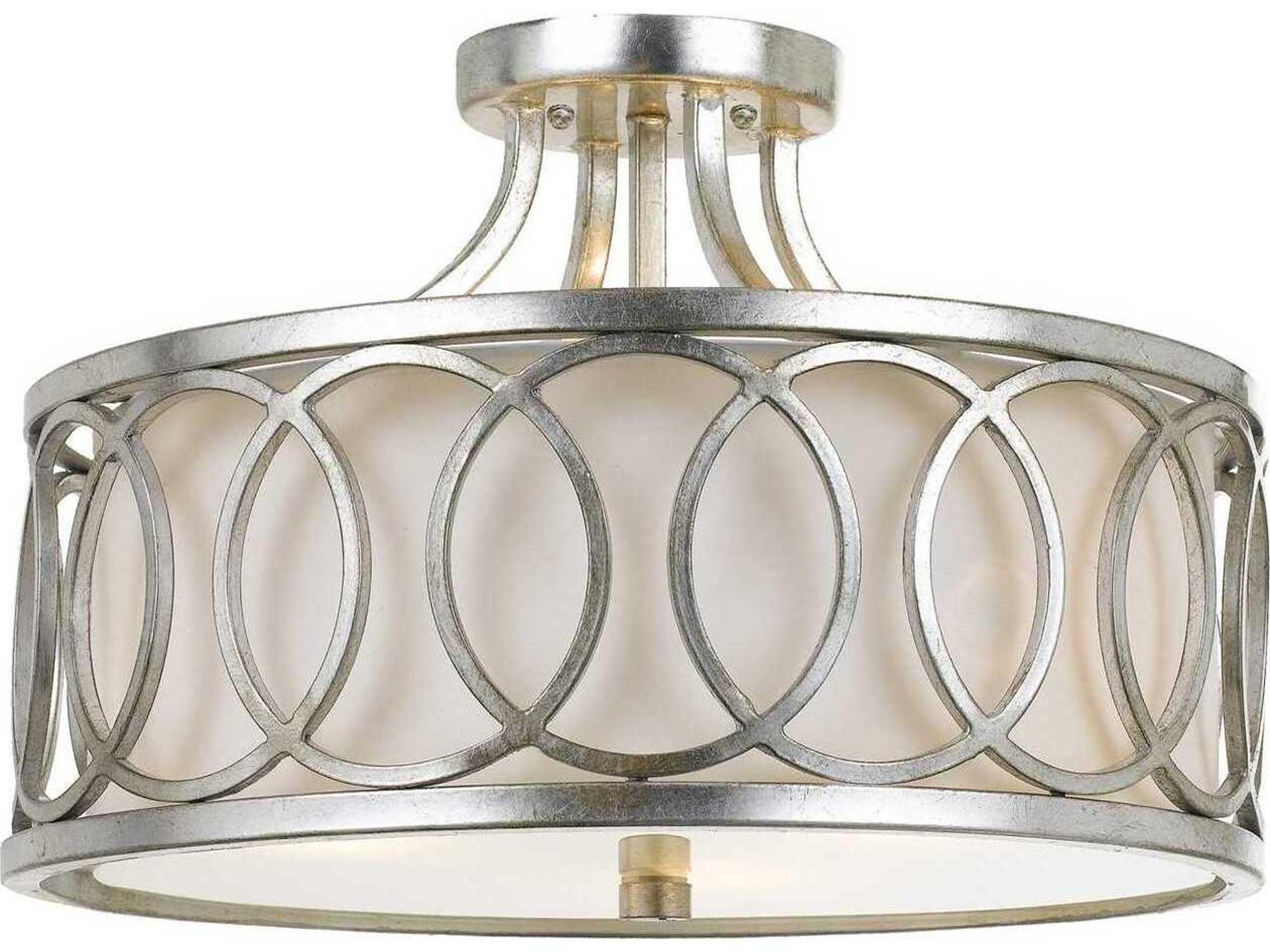 Crystorama Graham 3-Light Antique Silver Drum Semi Flush Mount