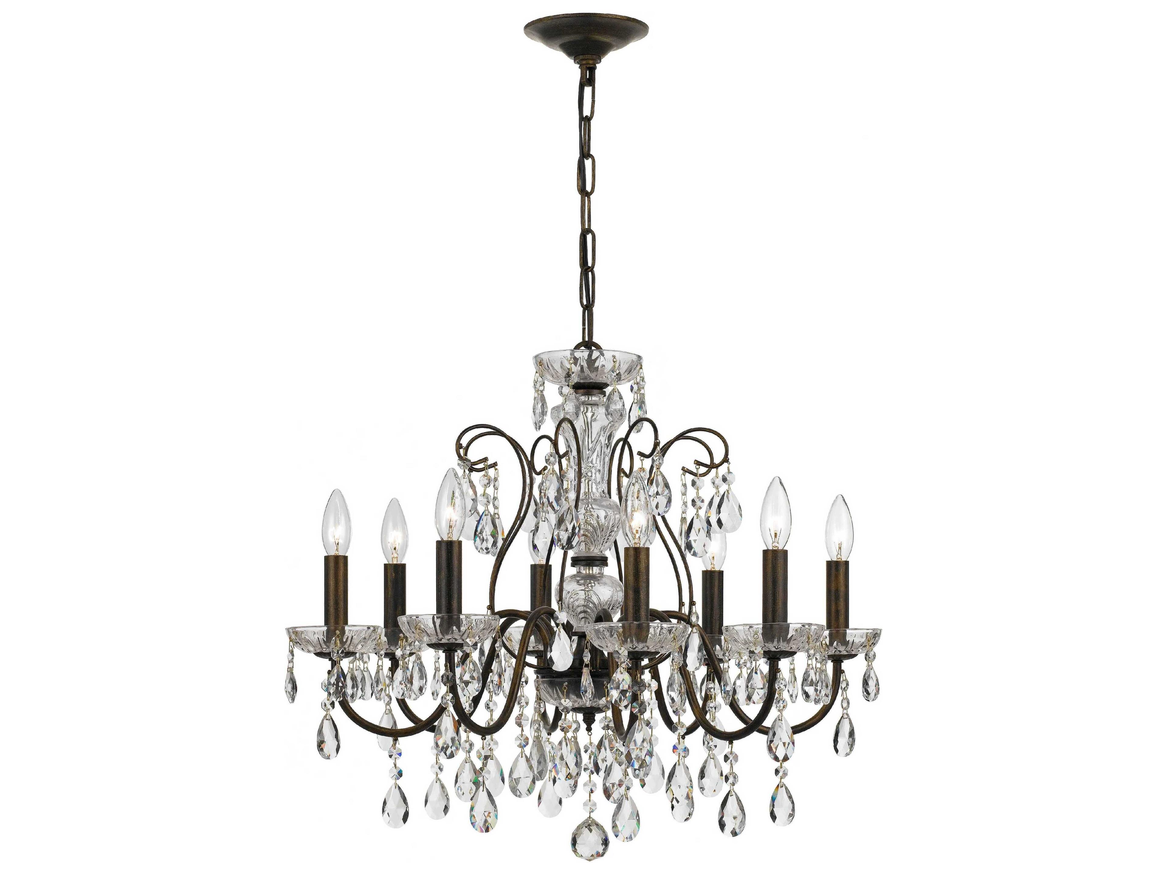 Crystorama Butler 8-Light English Bronze Crystal Candelabra Chandelier