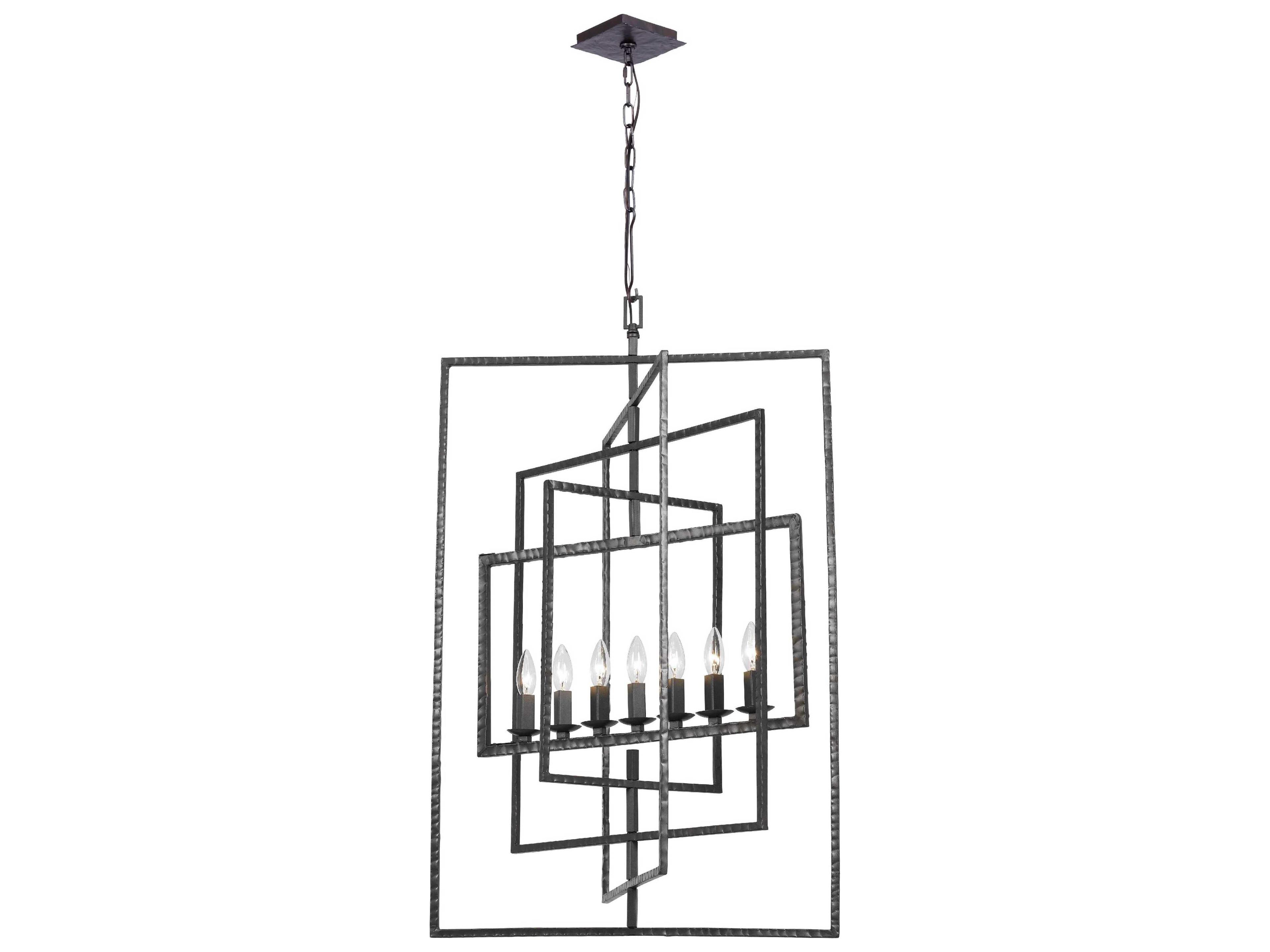 Crystorama Capri 7-Light Raw Steel Candelabra Geometric Chandelier