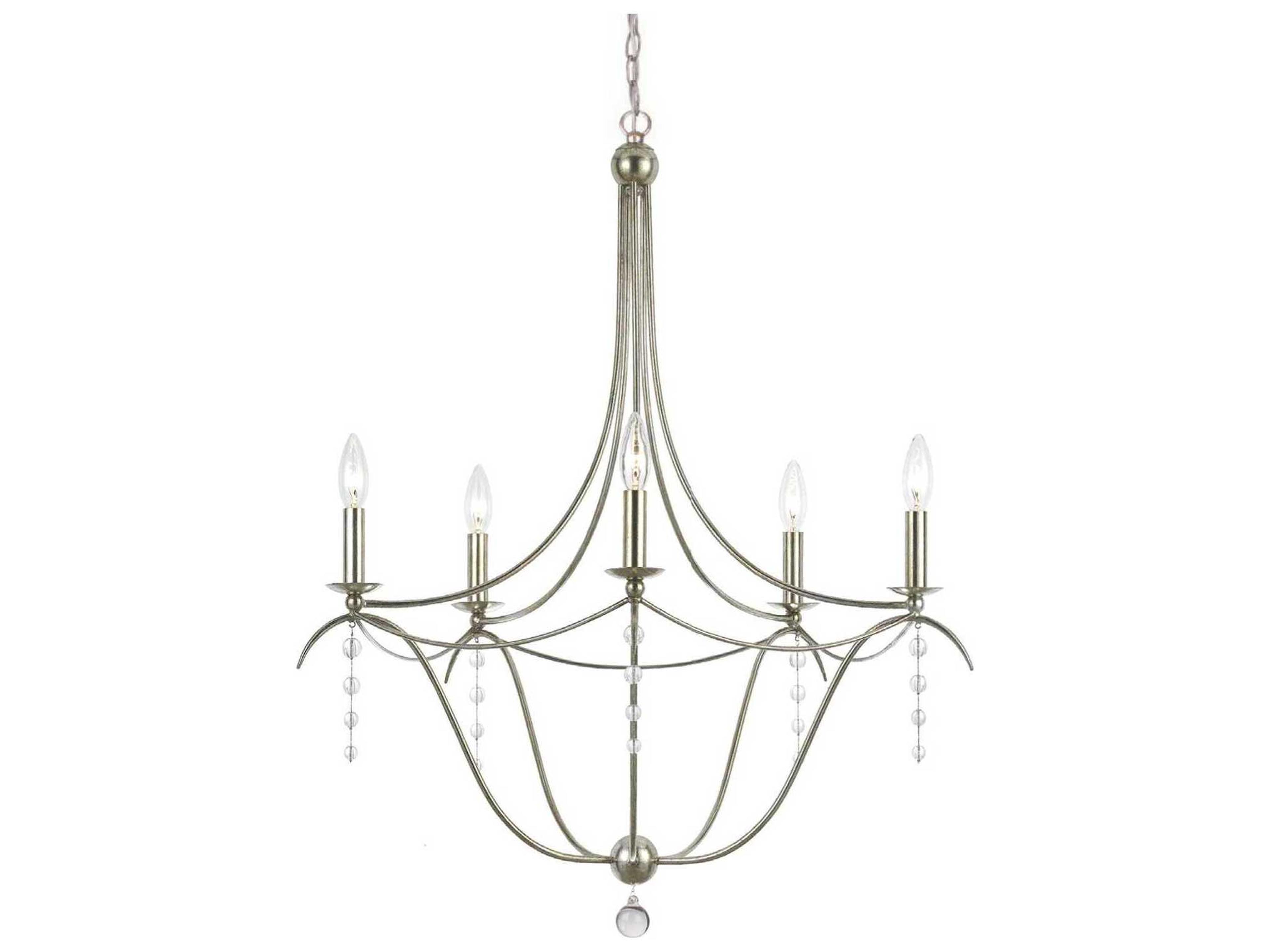 Crystorama Metro 5-Light Antique Silver Crystal Candelabra Chandelier