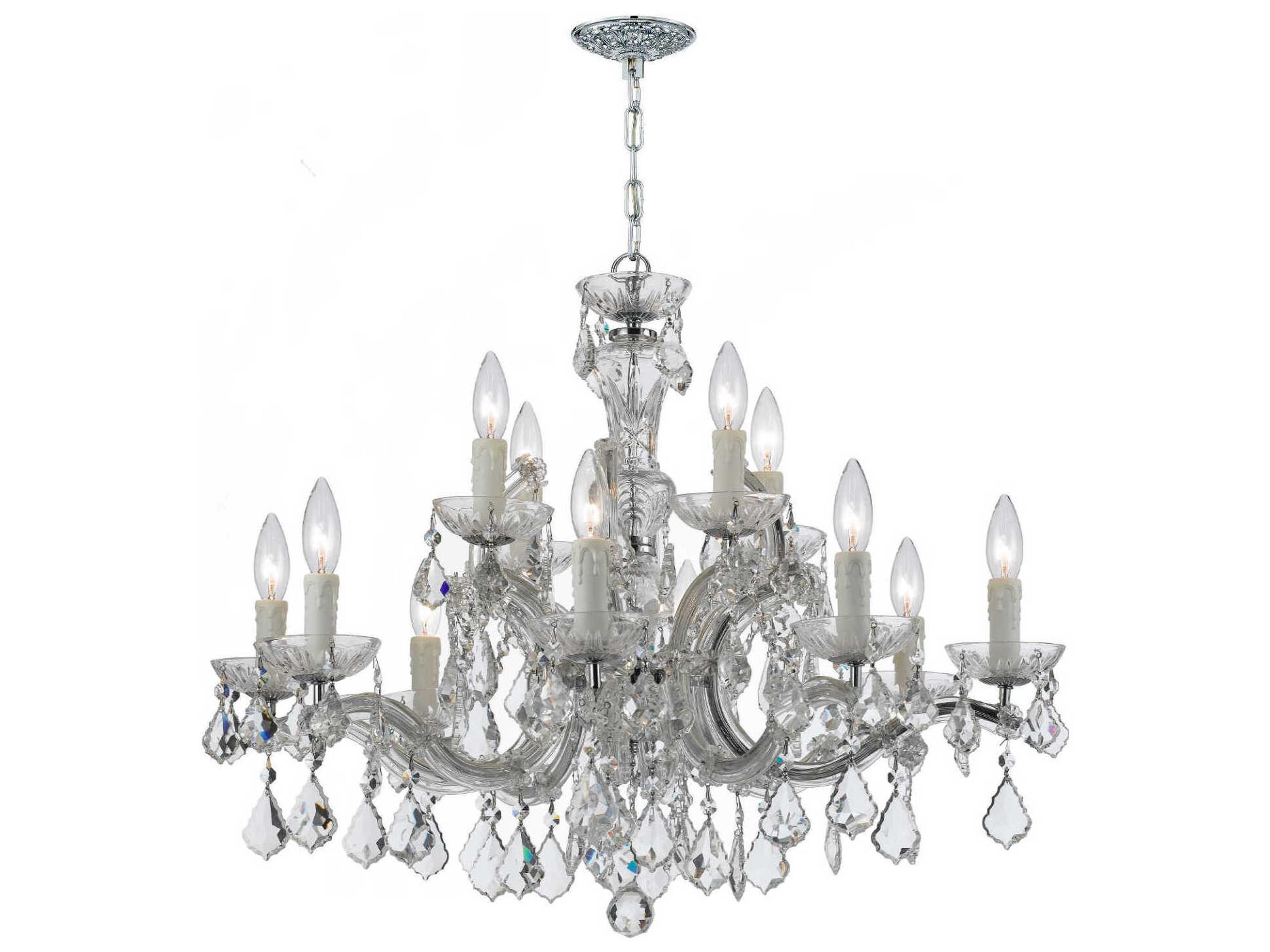 Crystorama Maria Theresa 12-Light Chrome Crystal Candelabra Chandelier