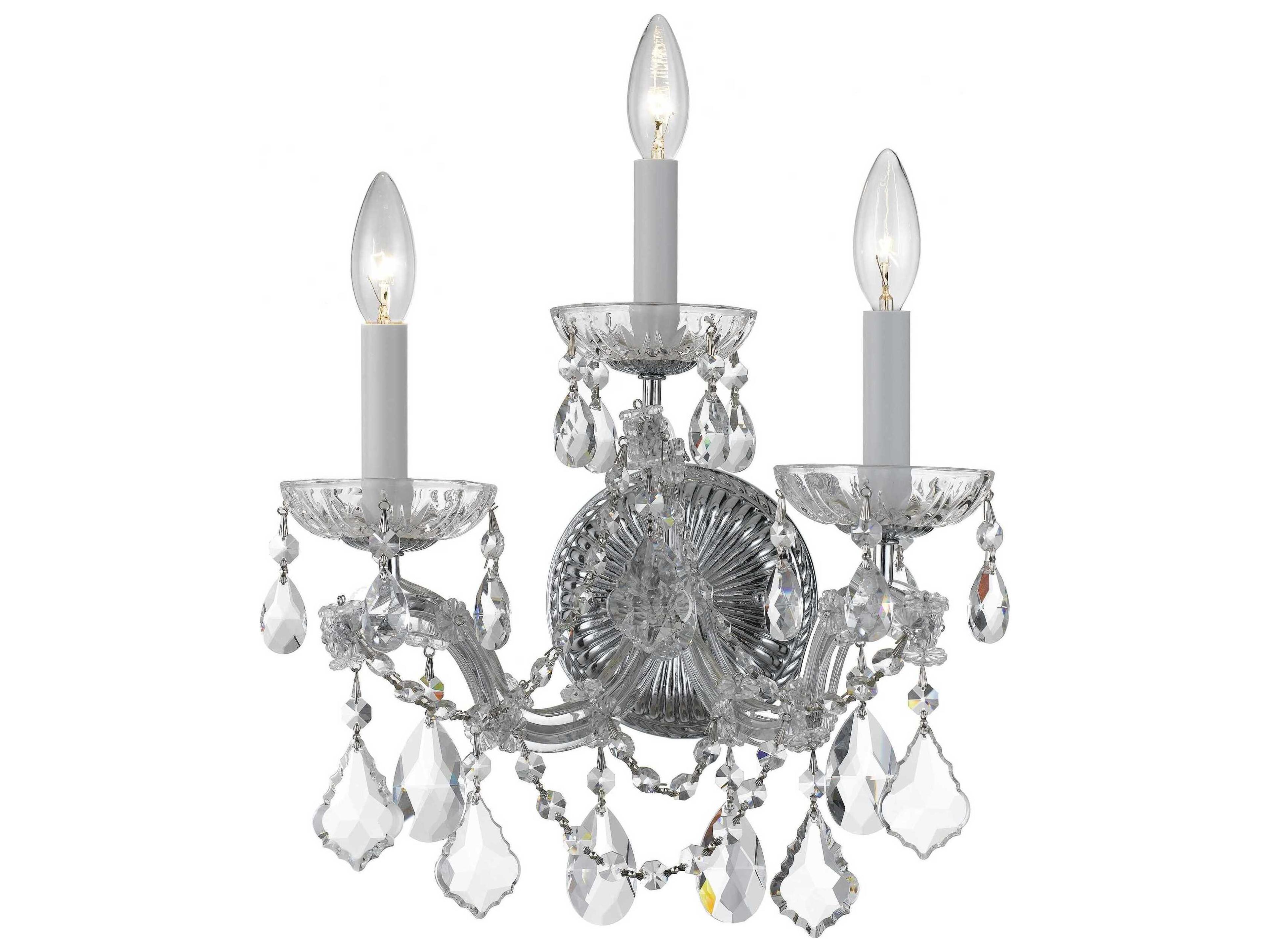 Crystorama Maria Theresa 3-Light Chrome Crystal Wall Sconce