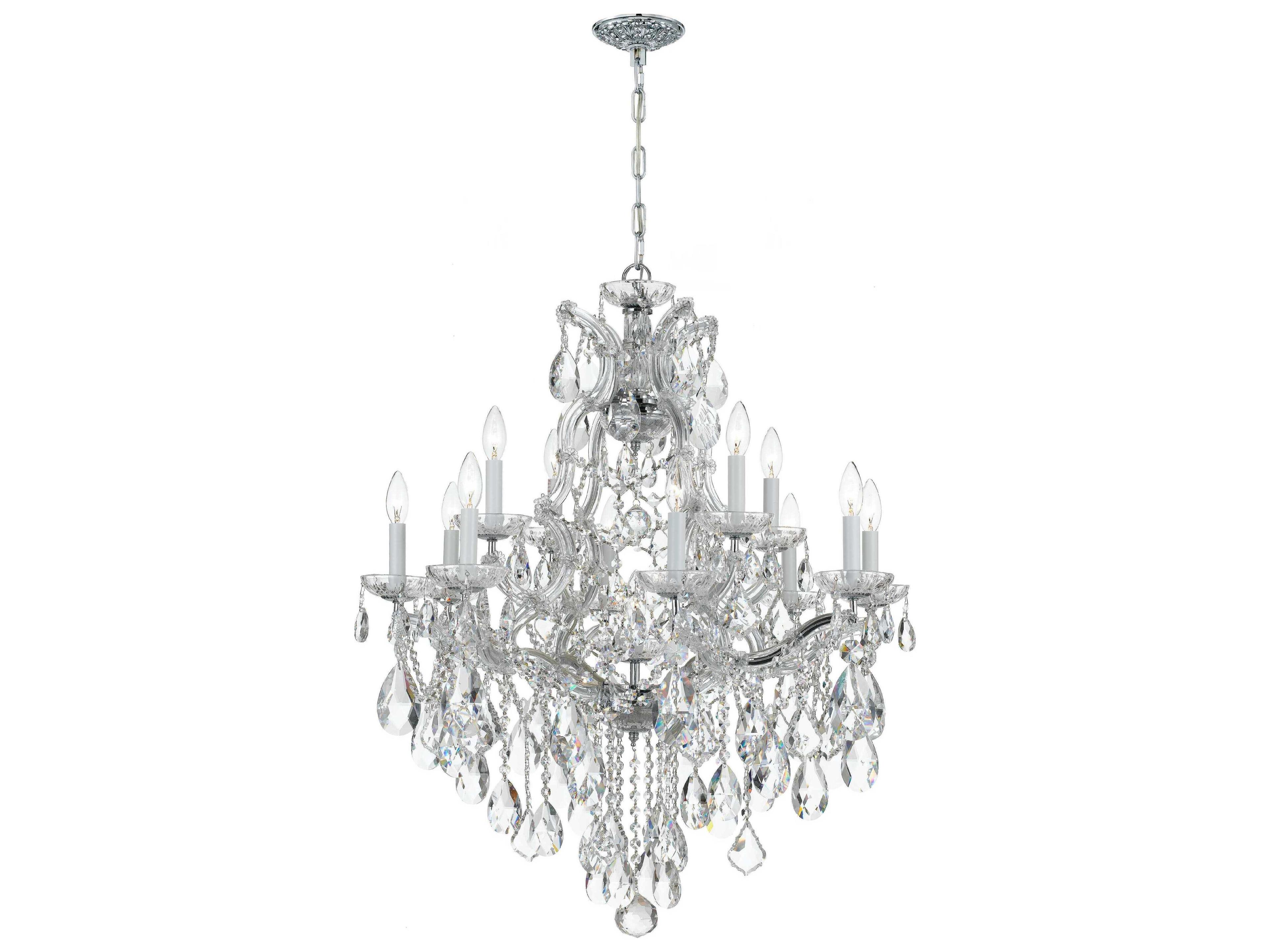Crystorama Maria Theresa 13-Light Chrome Crystal Candelabra Chandelier