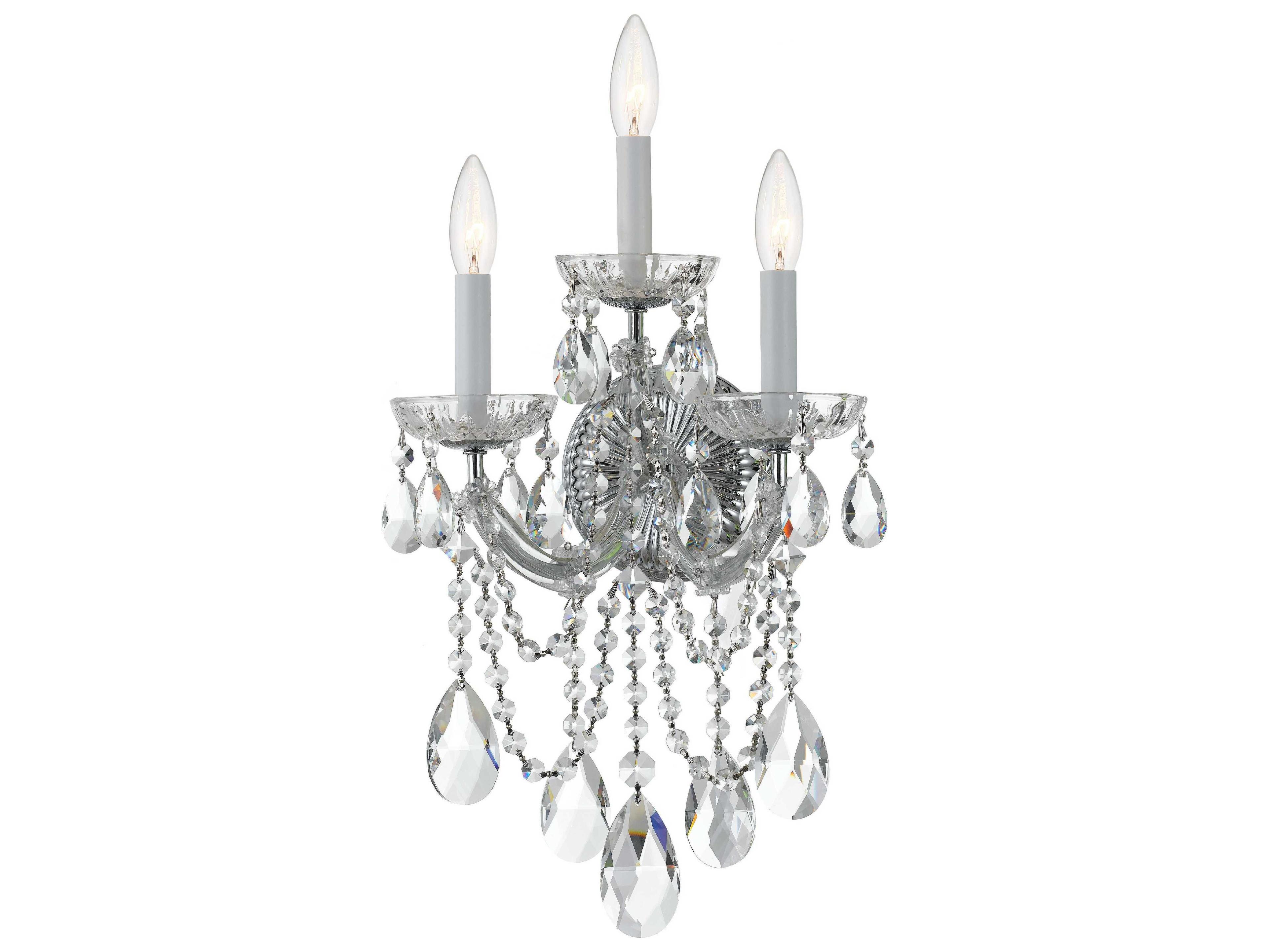 Crystorama Maria Theresa 3-Light Chrome Crystal Wall Sconce
