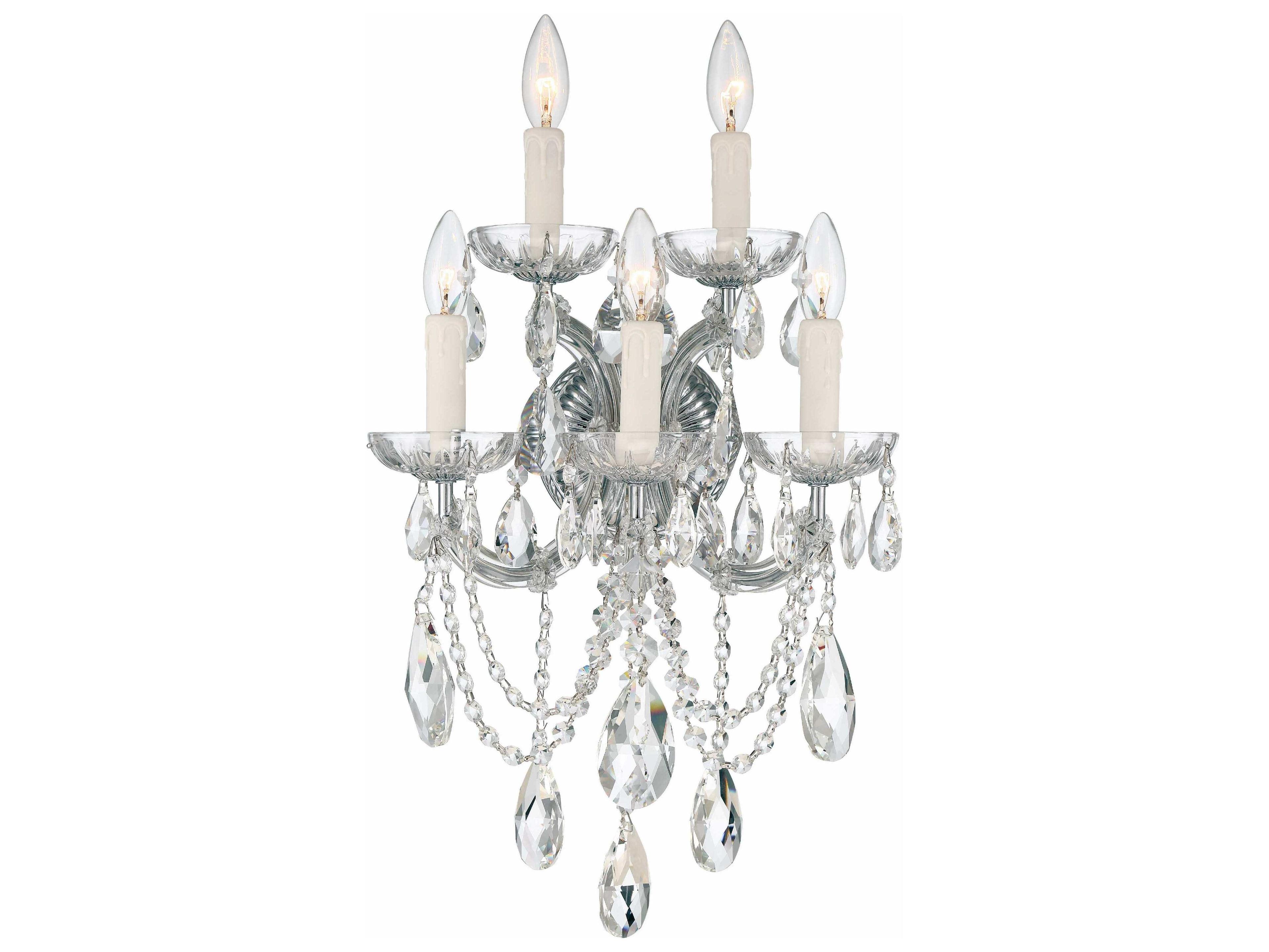 Crystorama Maria Theresa 5-Light Chrome Crystal Wall Sconce