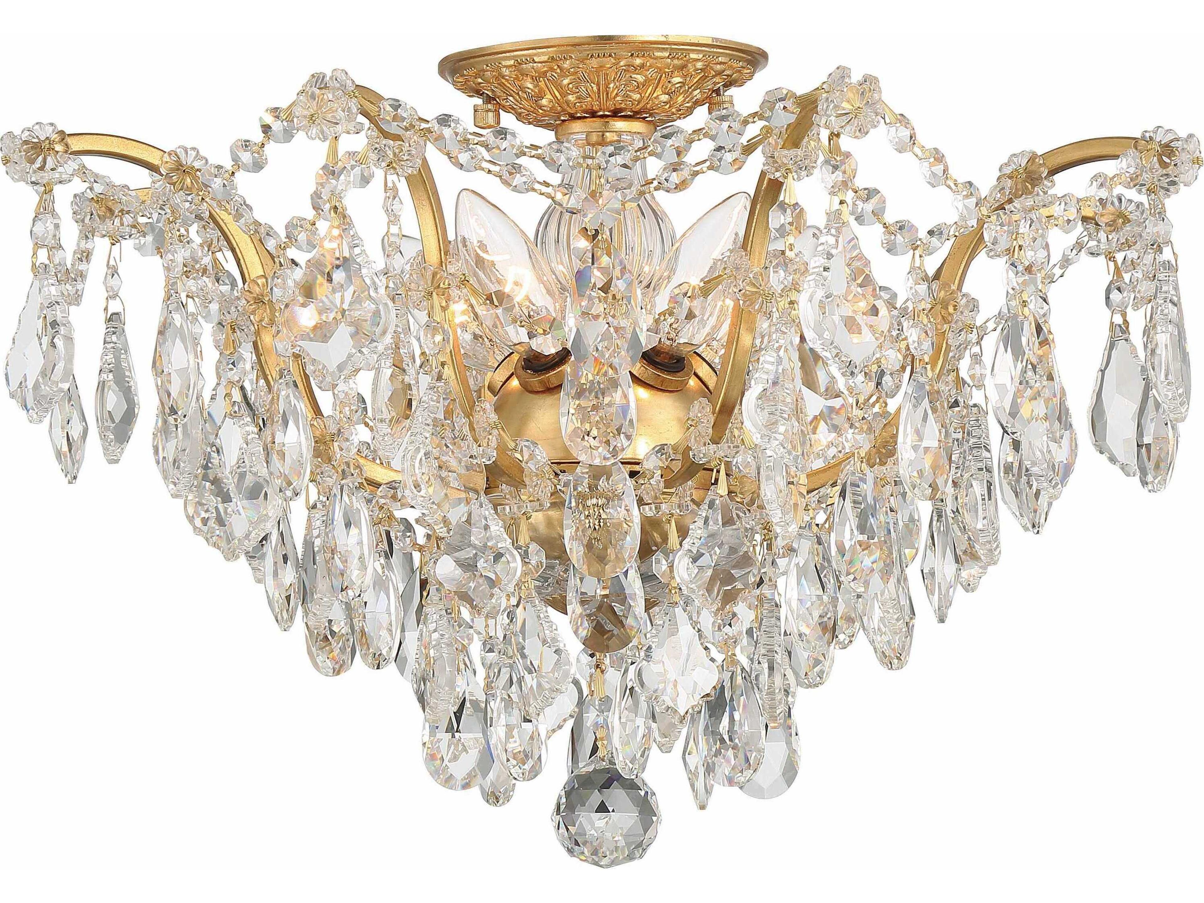 Crystorama Filmore 5-Light Antique Gold Crystal Semi Flush Mount