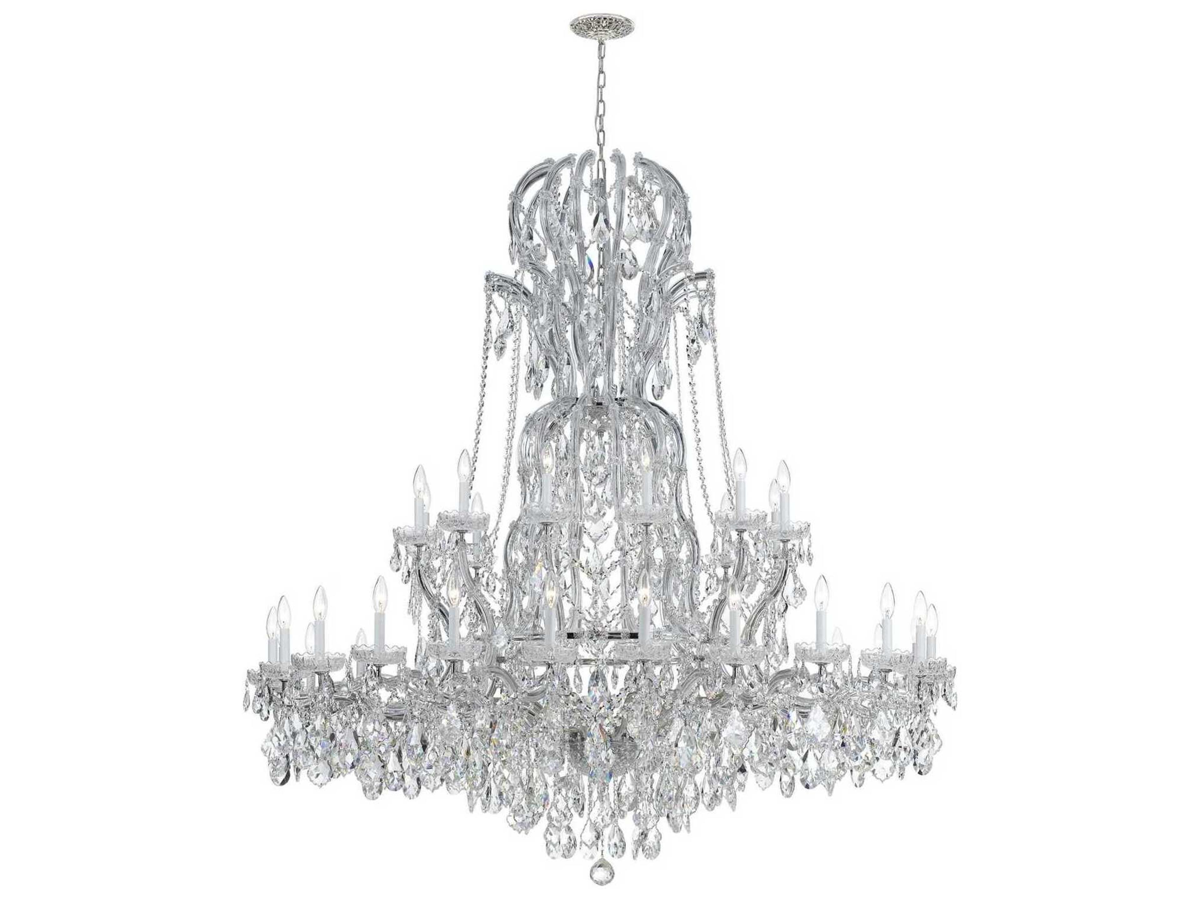 Crystorama Maria Theresa 37-Light Chrome Crystal Glass Candelabra Tiered Chandelier