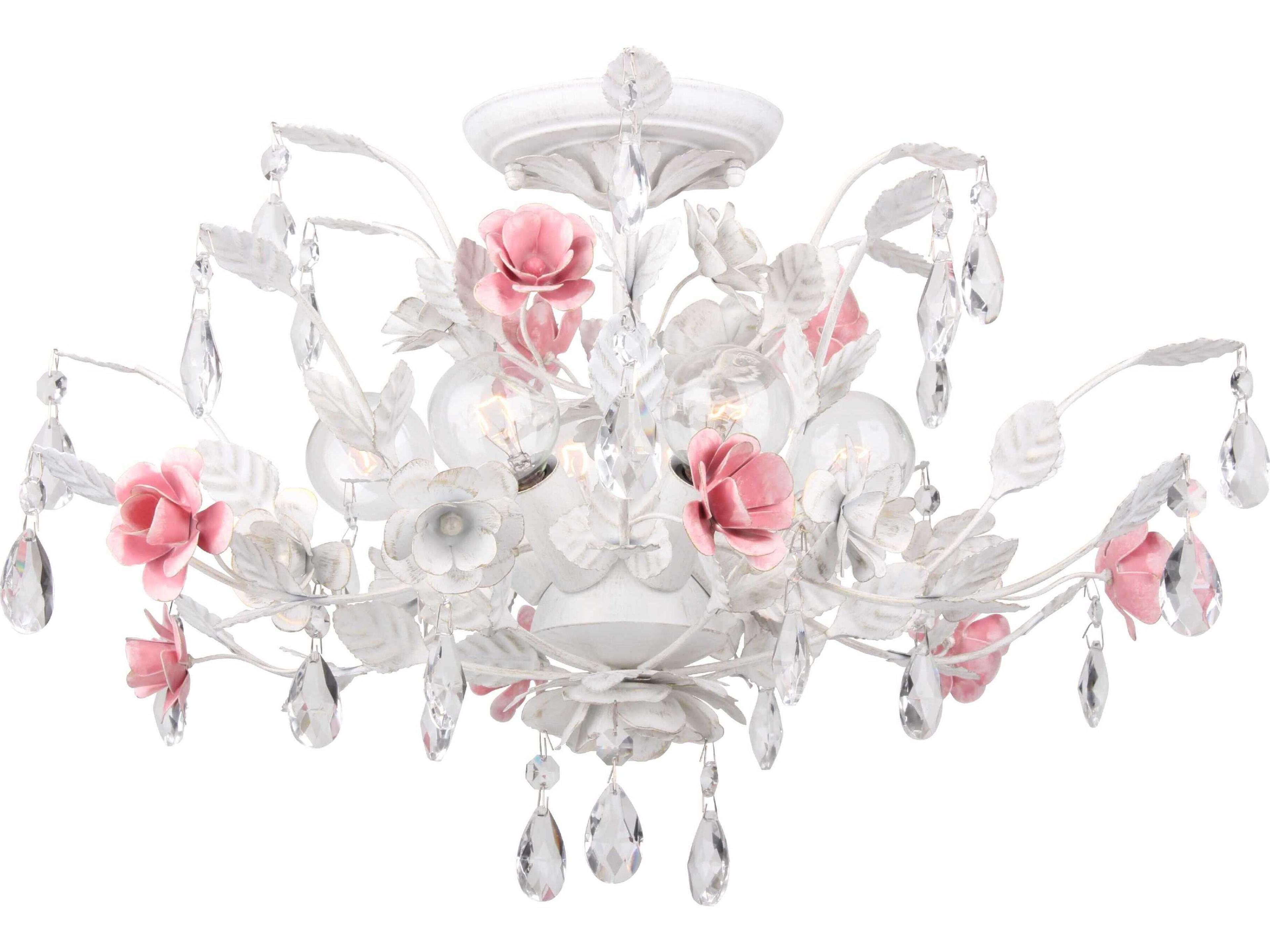 Crystorama Lola 6-Light Wet White Crystal Semi Flush Mount