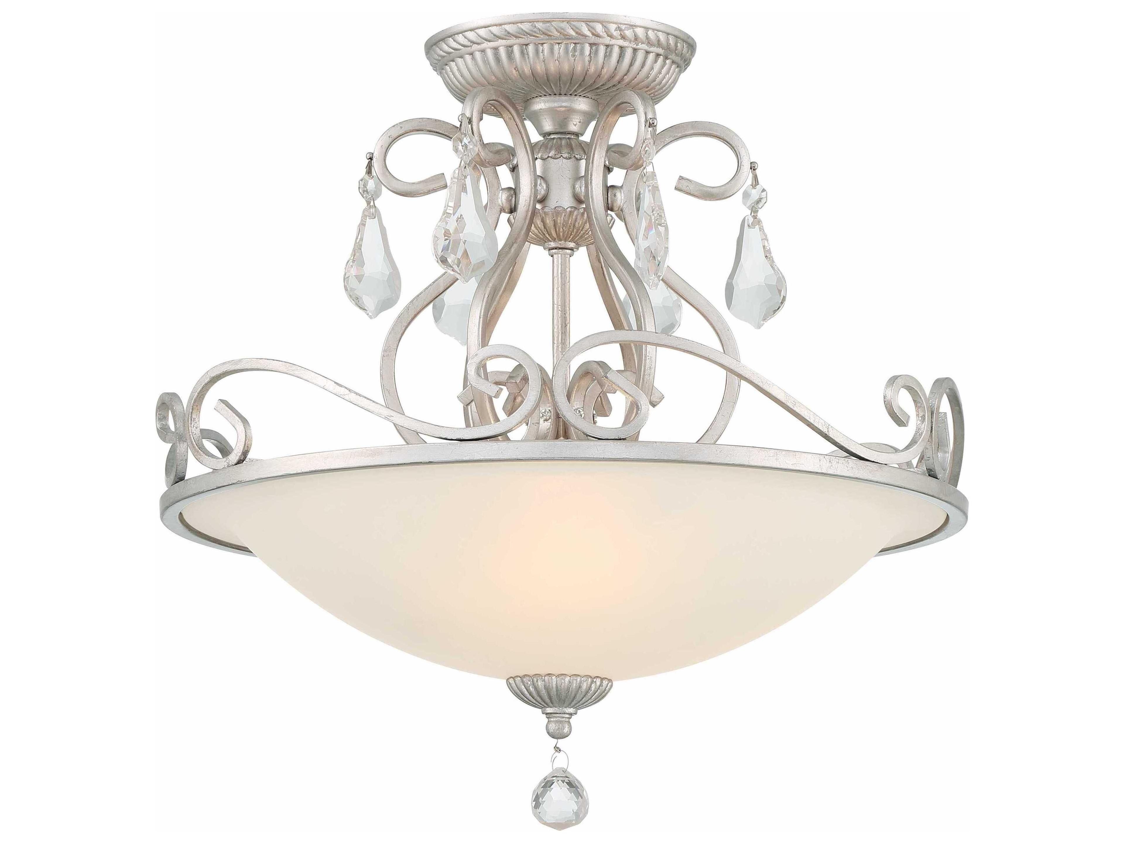 Crystorama Ashton 3-Light Brass Crystal Bowl Semi Flush Mount