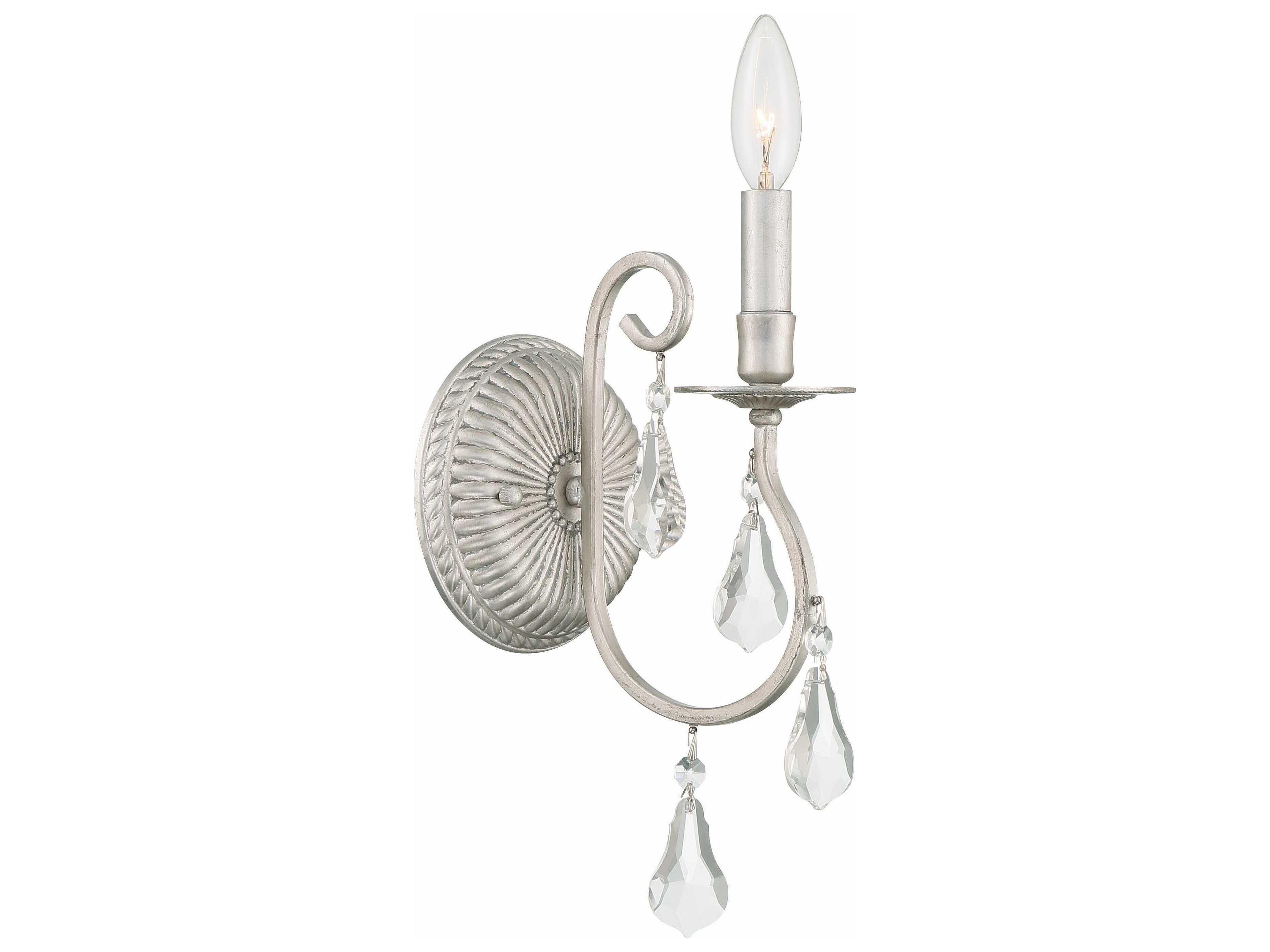 Crystorama Ashton 1-Light Silver Crystal Wall Sconce