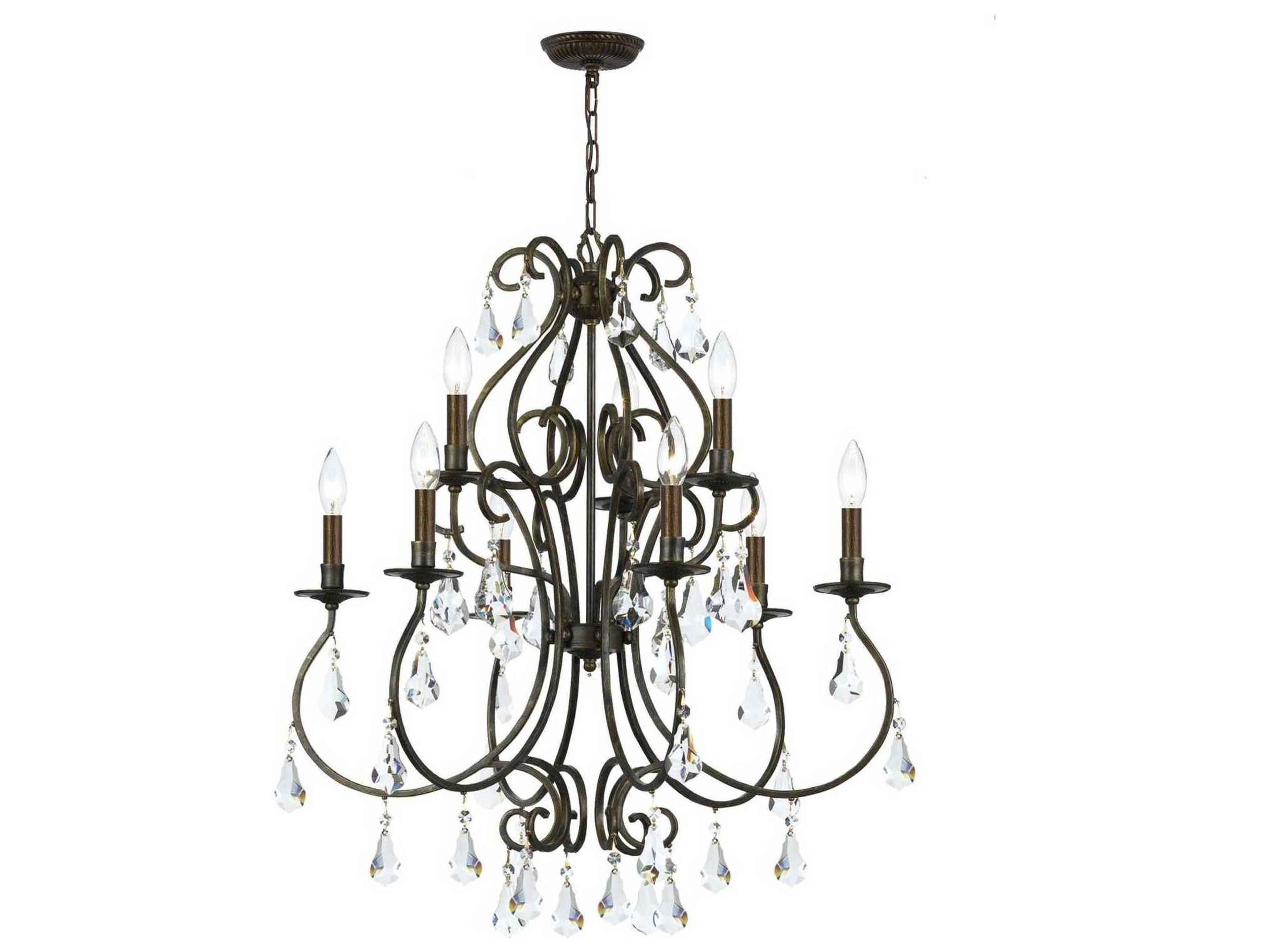Crystorama Ashton 9-Light Silver Crystal Candelabra Tiered Chandelier