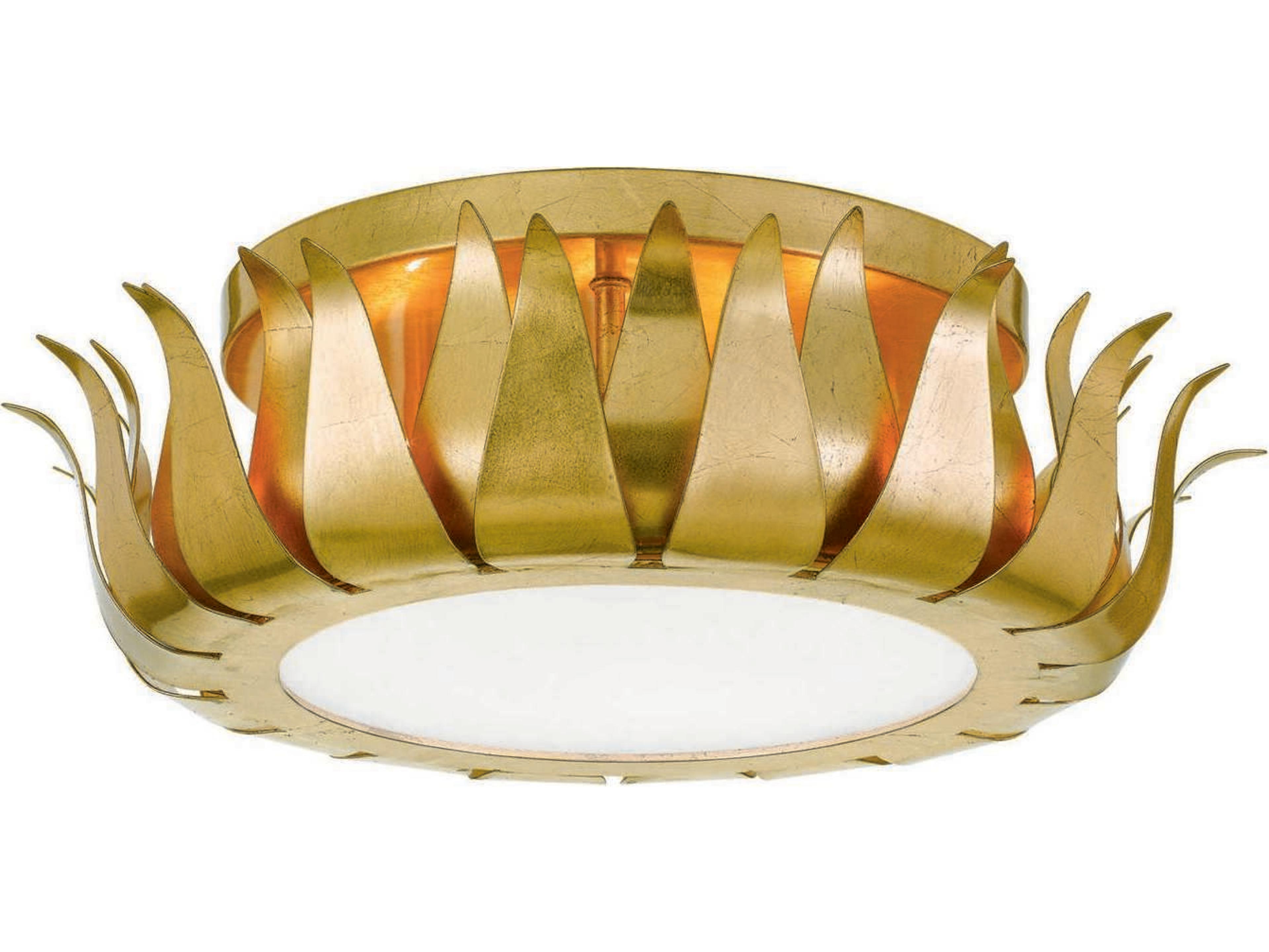 Crystorama Broche 3-Light Gold Drum Semi Flush Mount