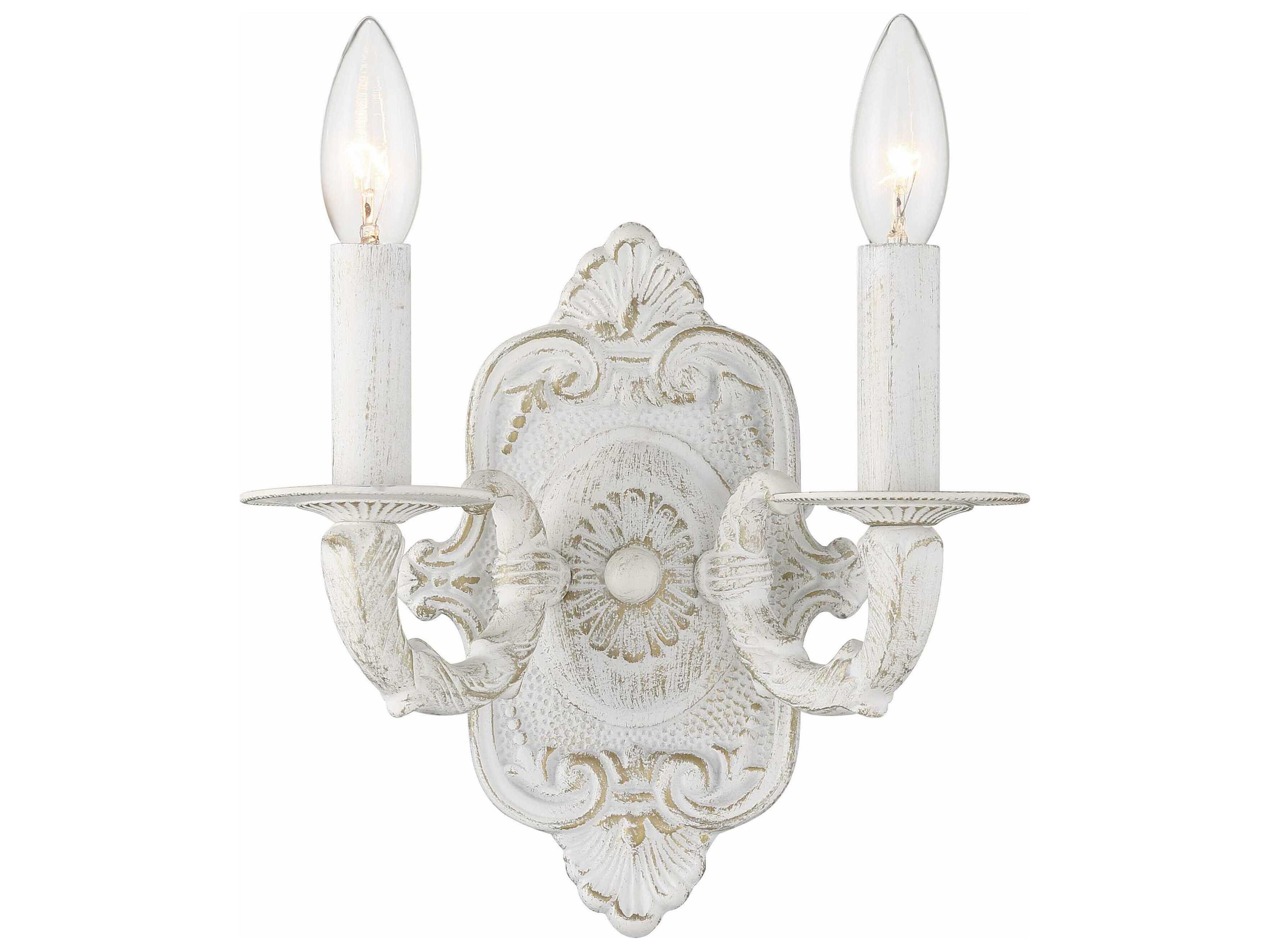 Crystorama Paris Market 2-Light White Wall Sconce