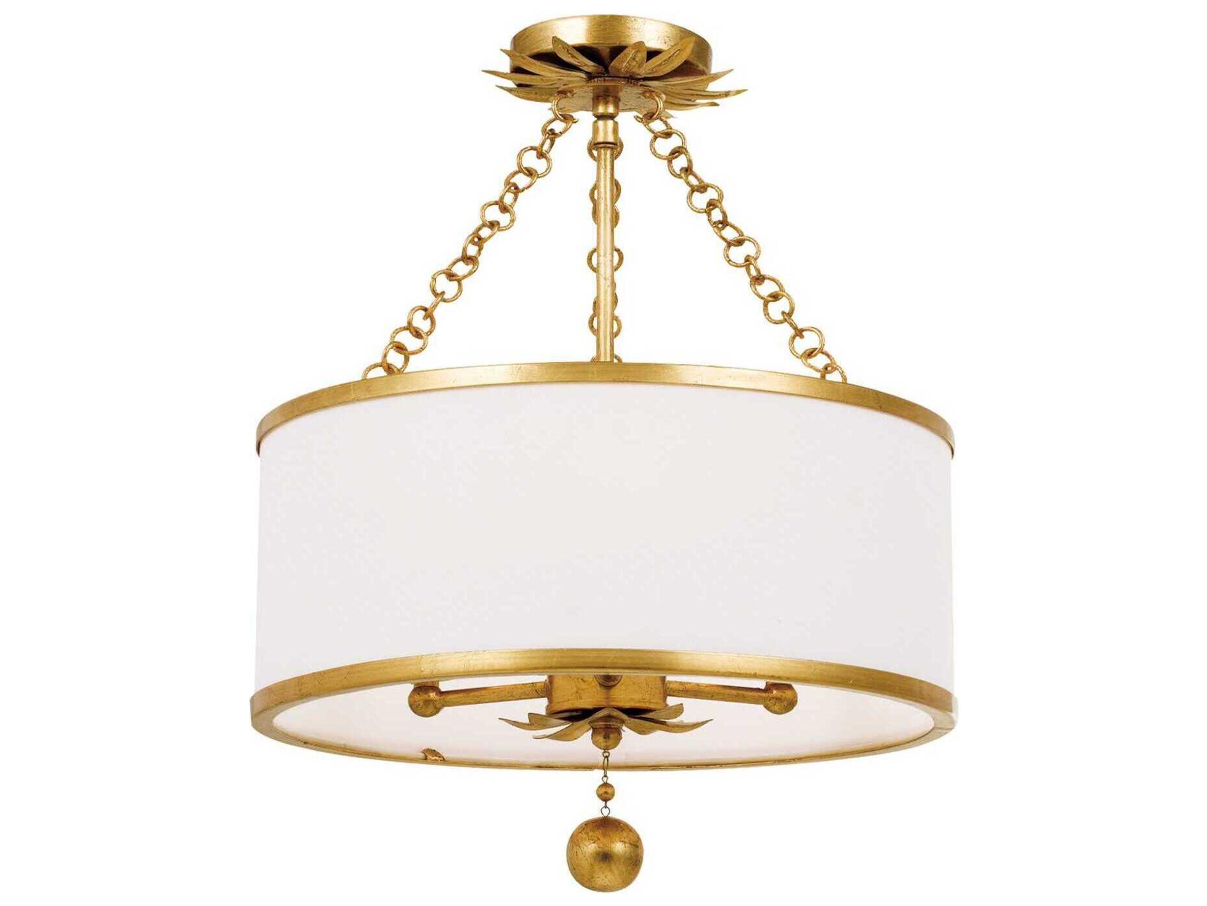 Crystorama Broche 3-Light White Drum Semi Flush Mount