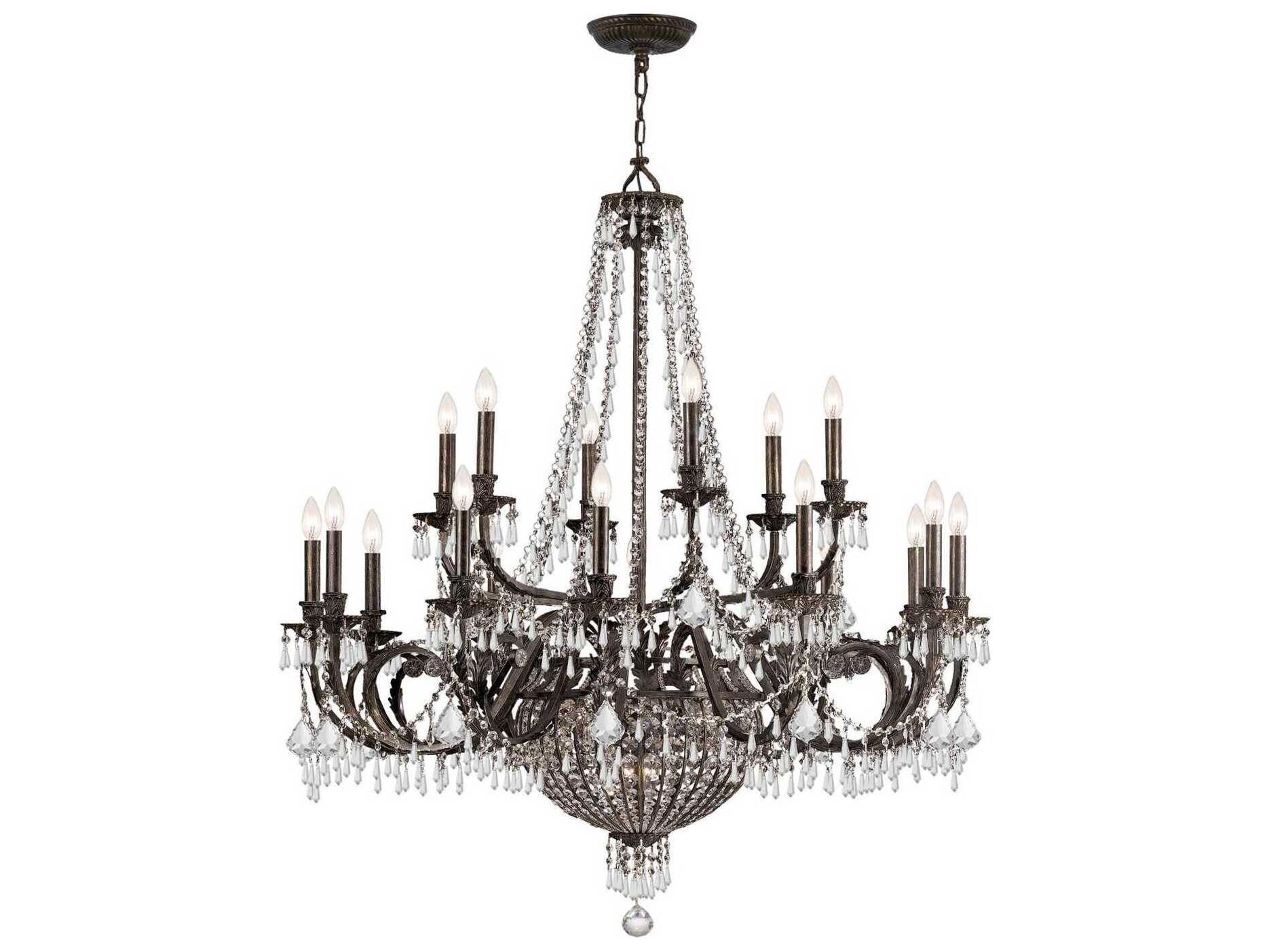 Crystorama Vanderbilt 23-Light English Bronze Crystal Candelabra Tiered Chandelier