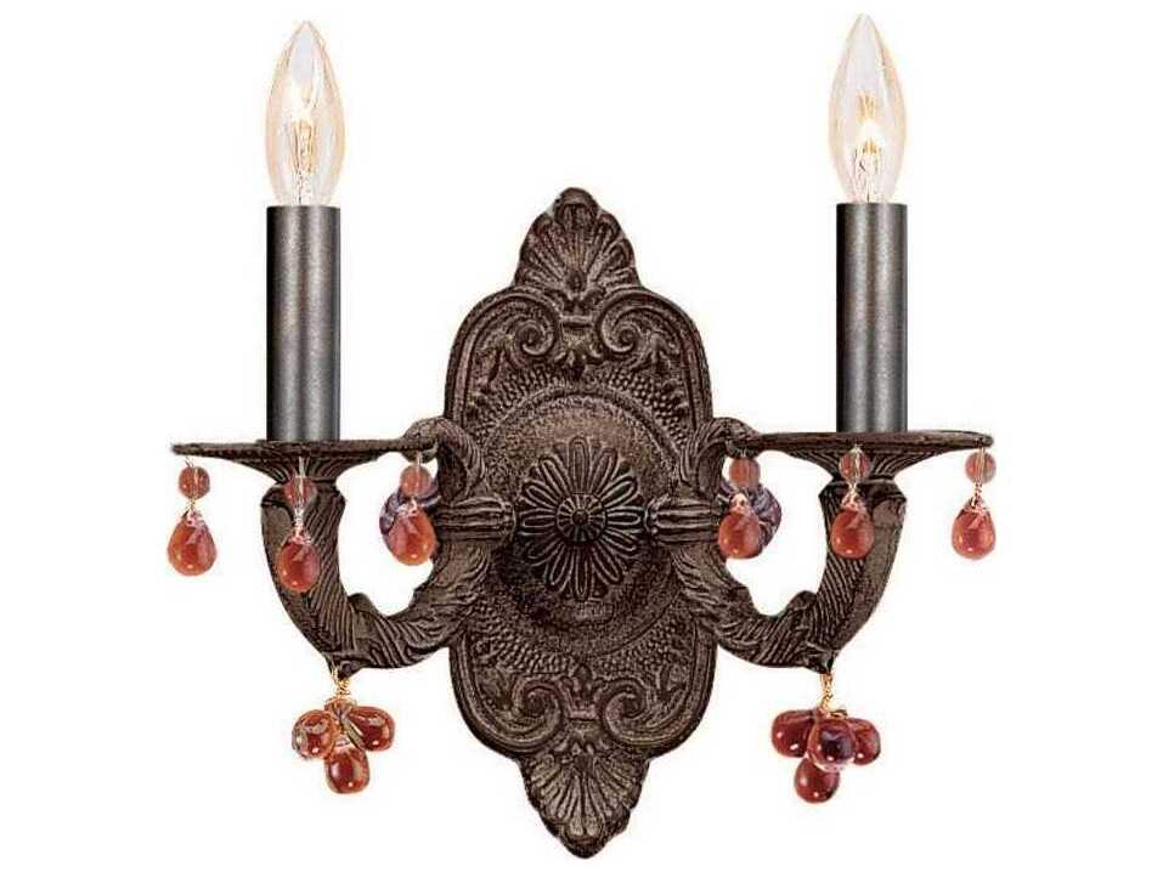 Crystorama Paris Market 2-Light Venetian Bronze Glass Wall Sconce