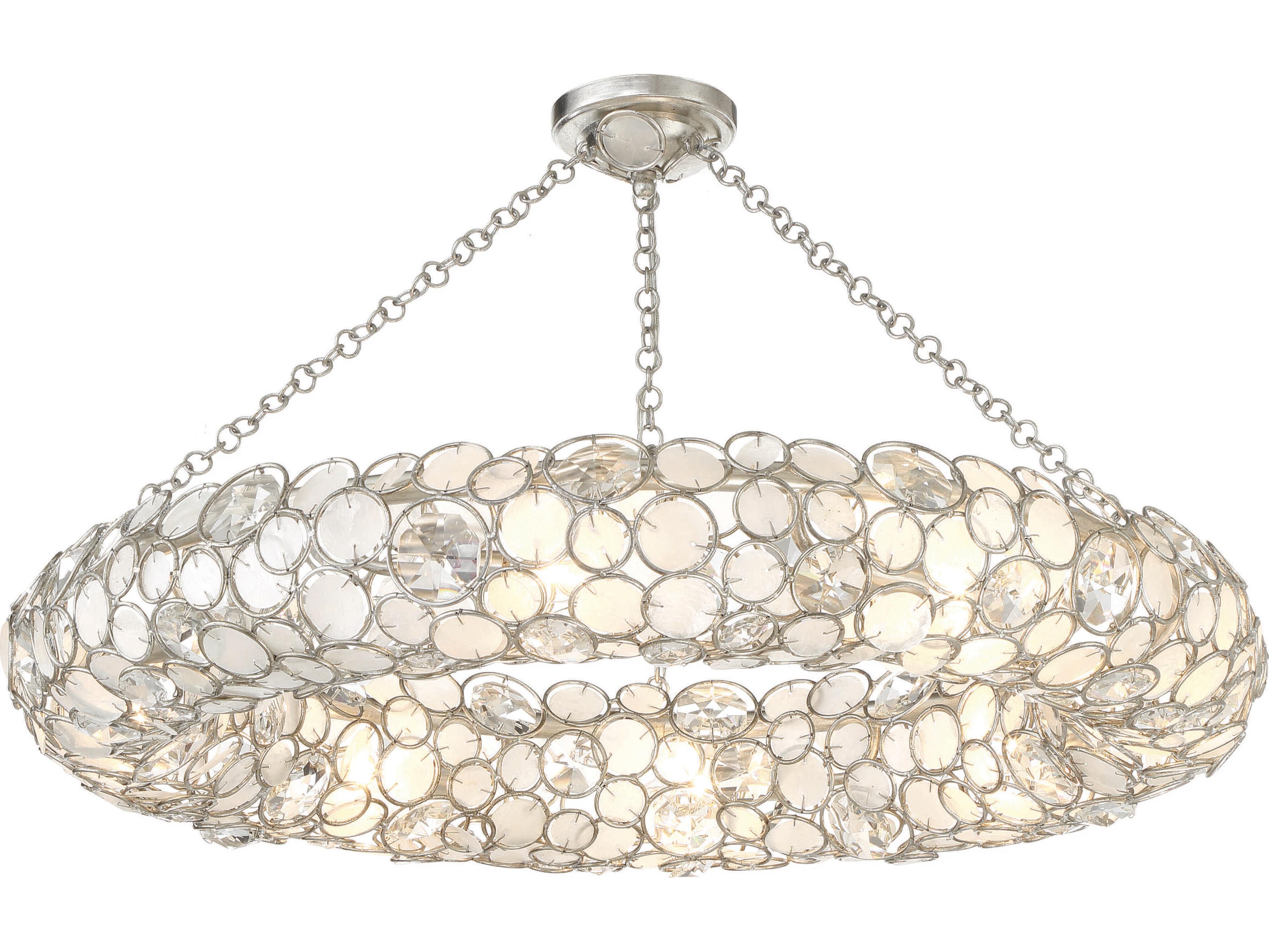 Crystorama Palla 8-Light Antique Silver Semi Flush Mount