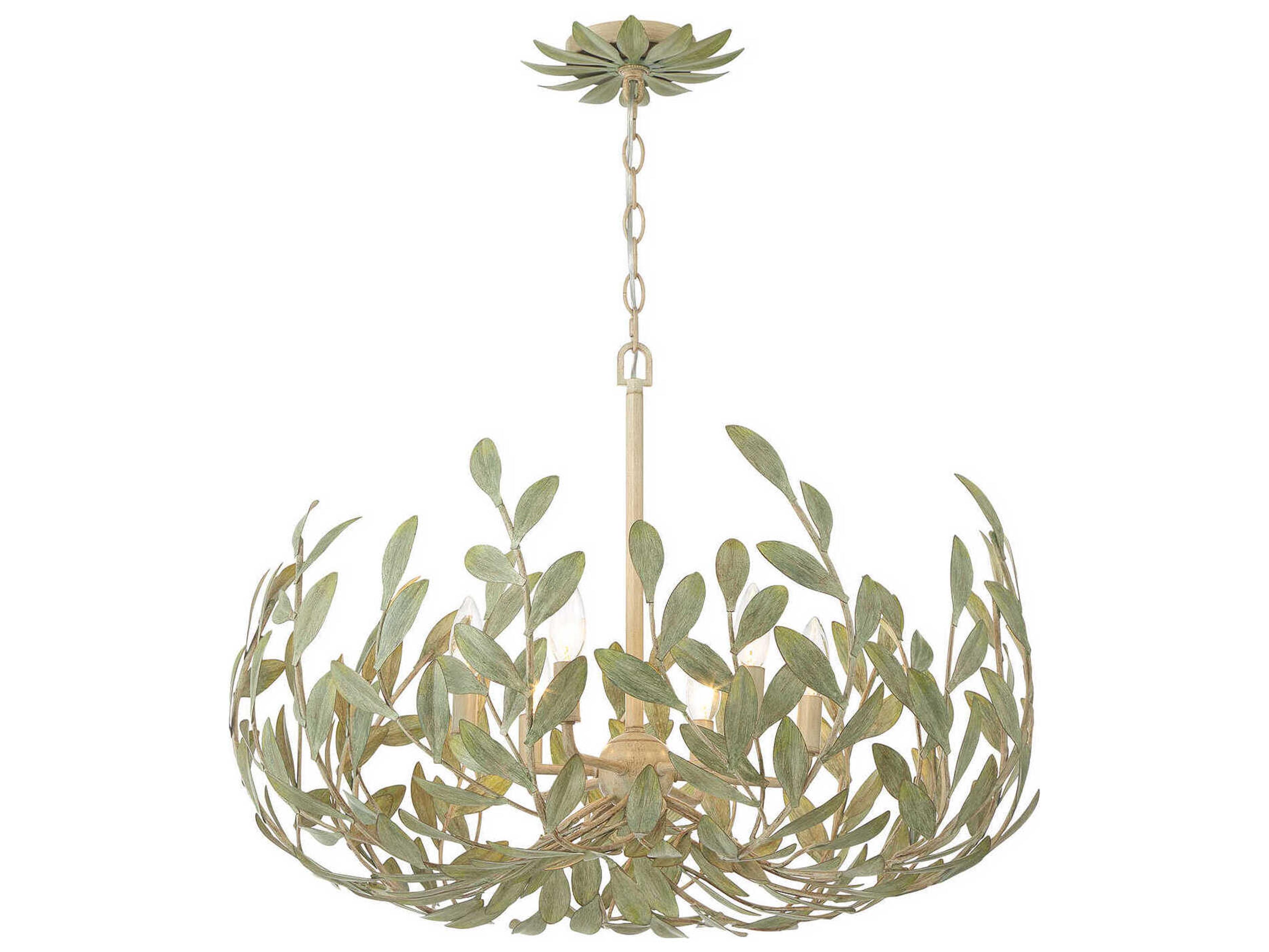 Crystorama Broche 6-Light Champagne Green Tea Candelabra Chandelier