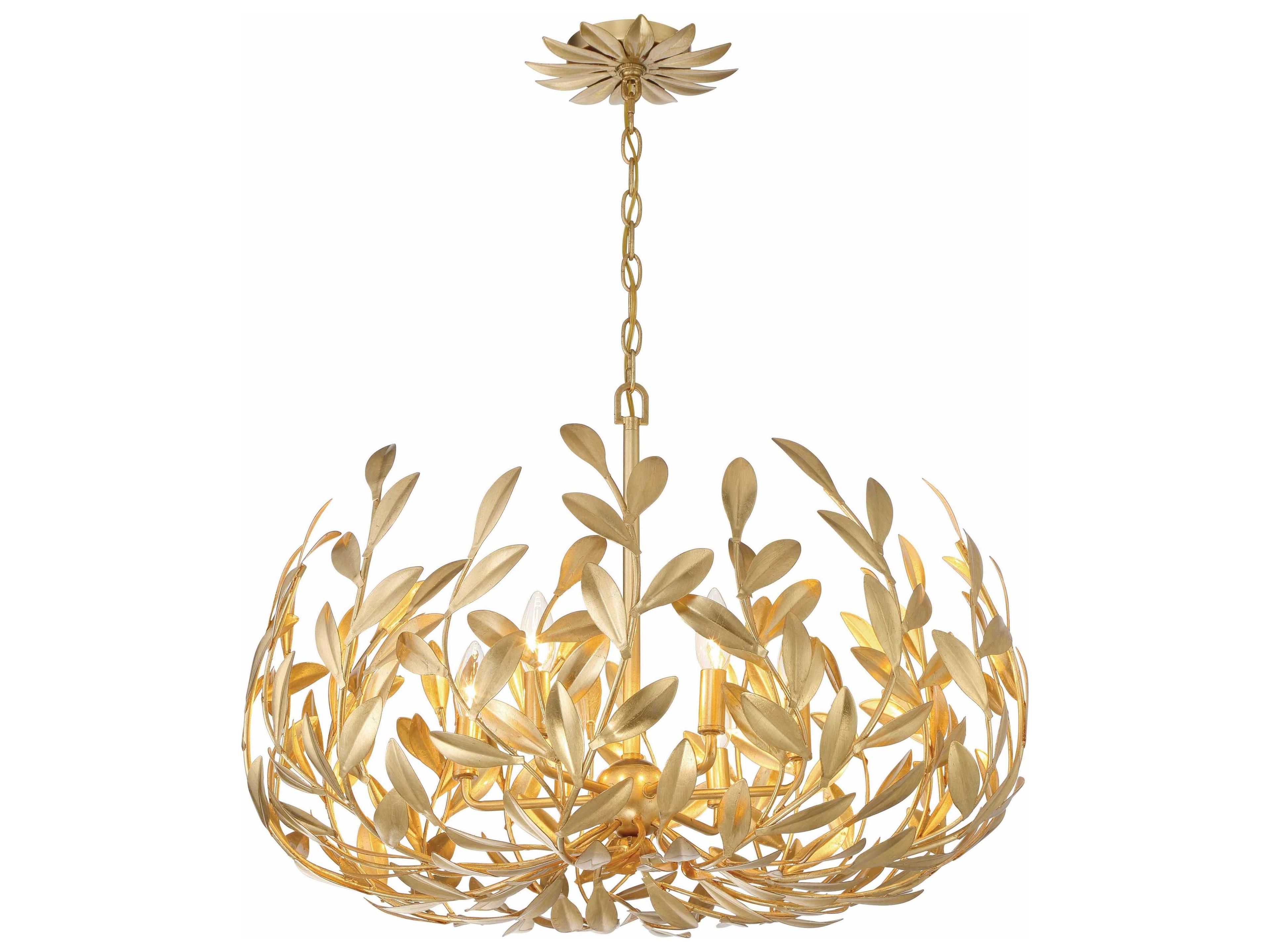 Crystorama Broche 6-Light Antique Gold Candelabra Chandelier