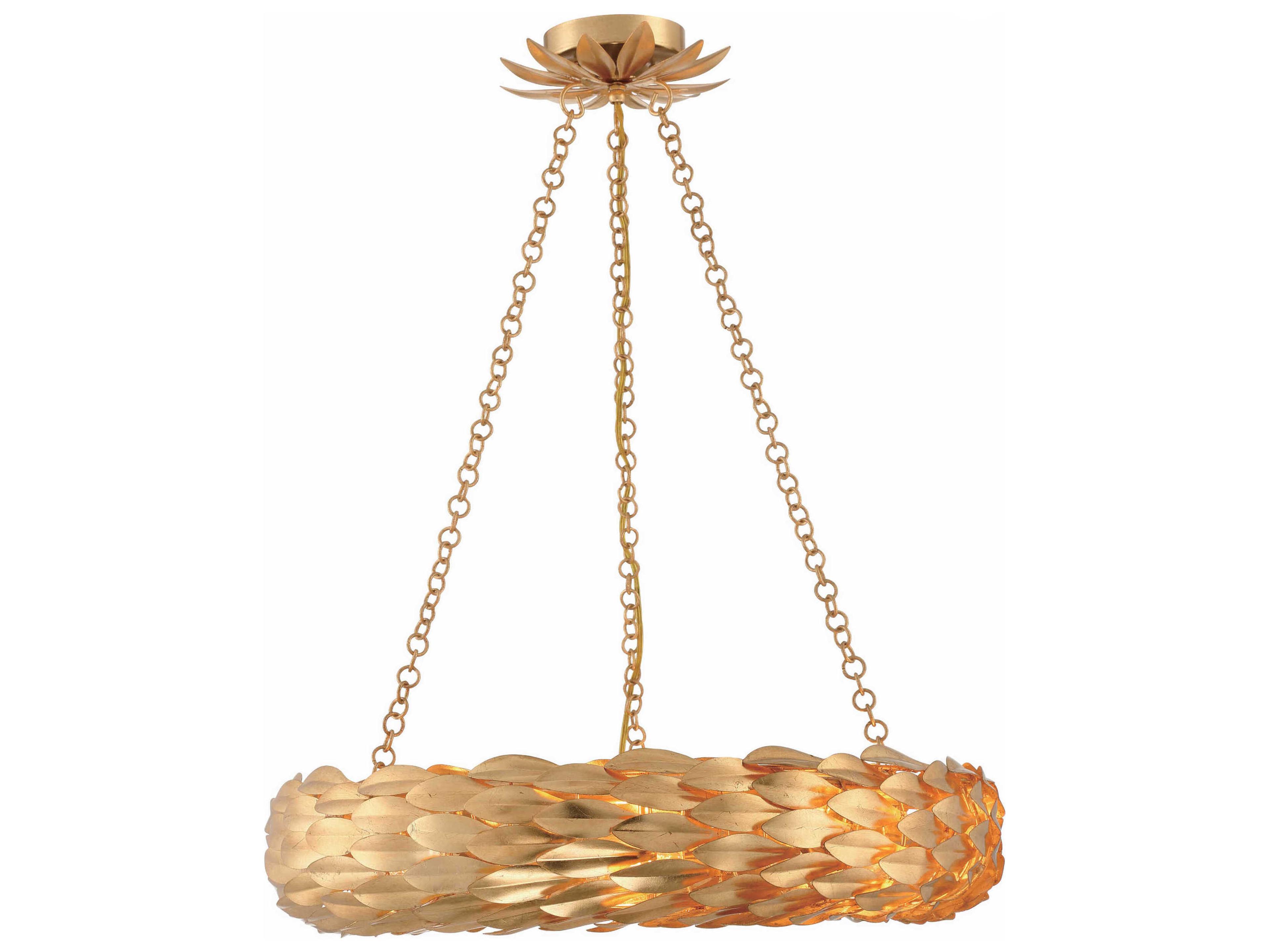 Crystorama Broche 6-Light Antique Gold Round Pendant