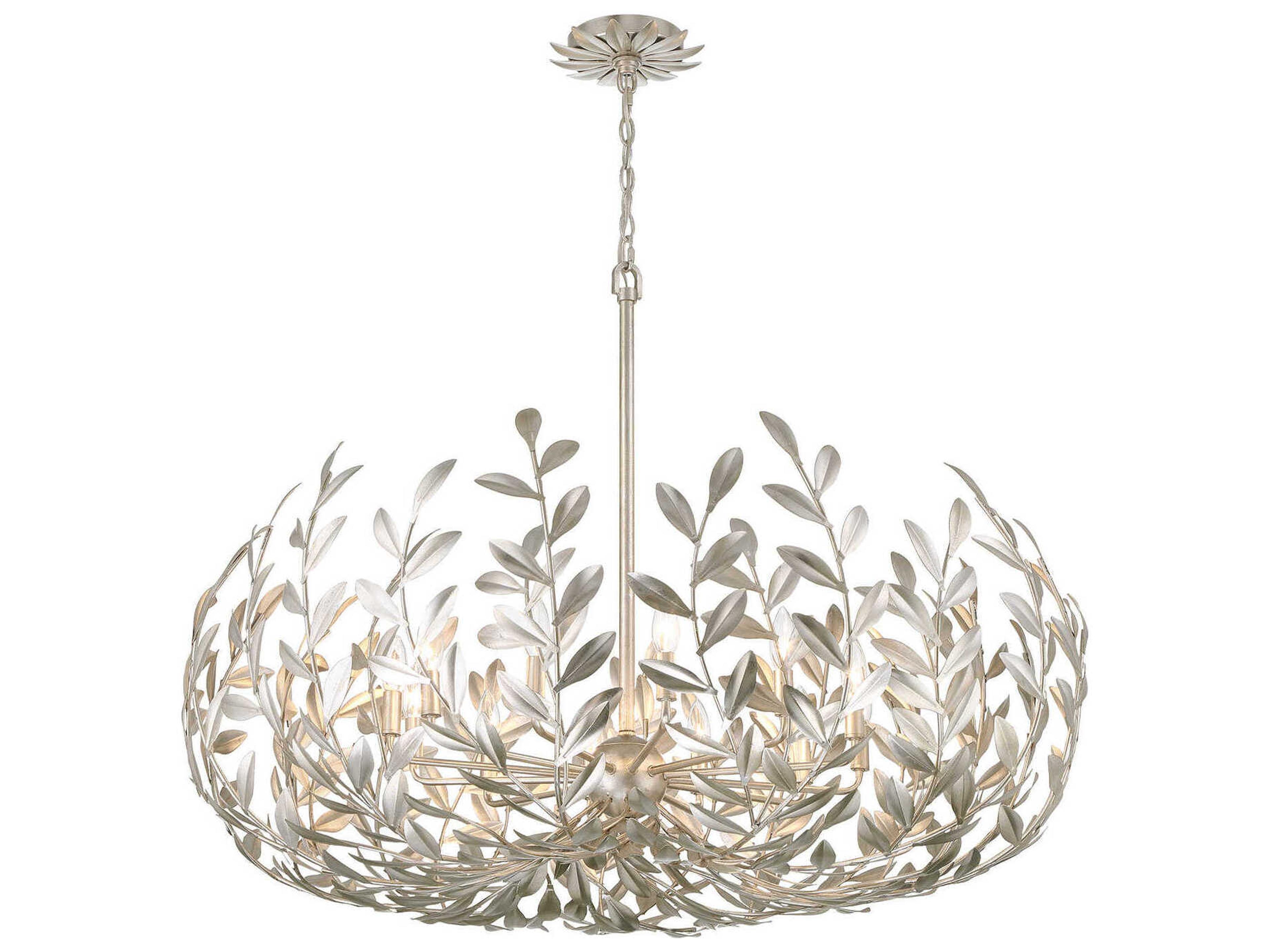 Crystorama Broche 12-Light Antique Silver Candelabra Chandelier