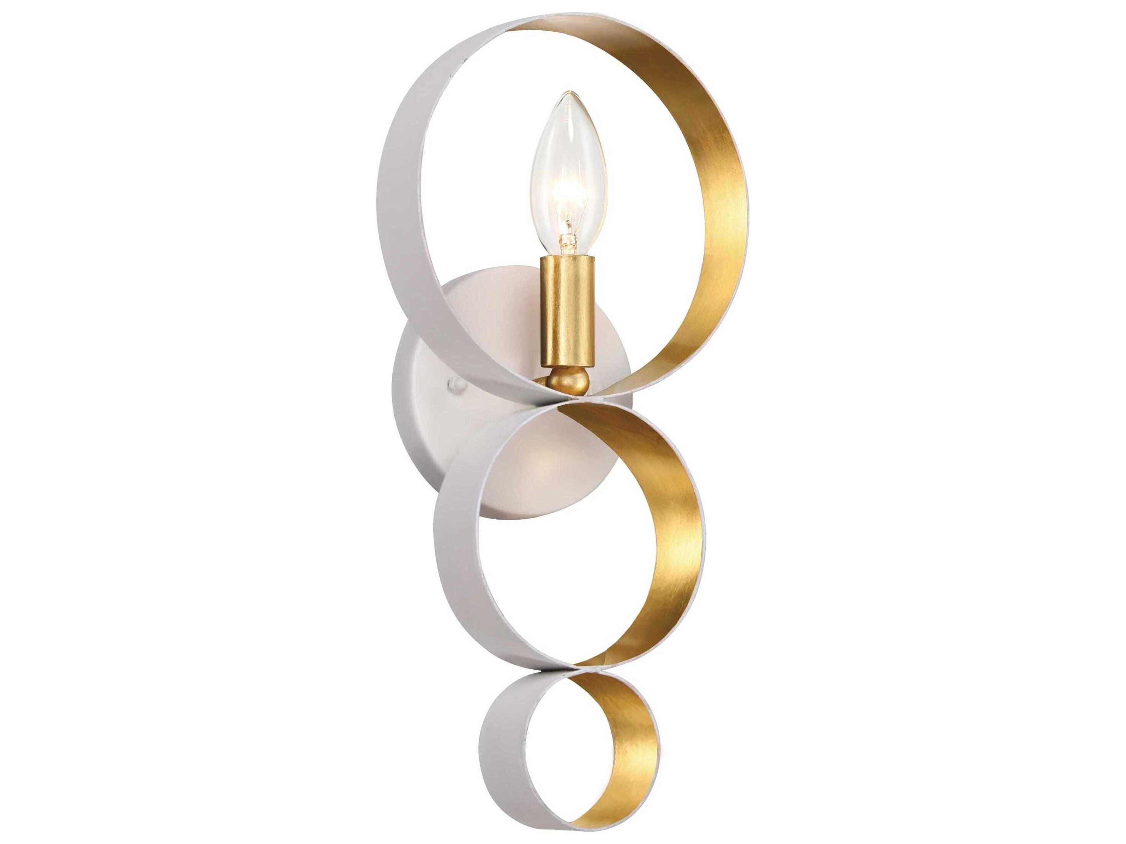 Crystorama Luna 1-Light Matte White Antique Gold Wall Sconce