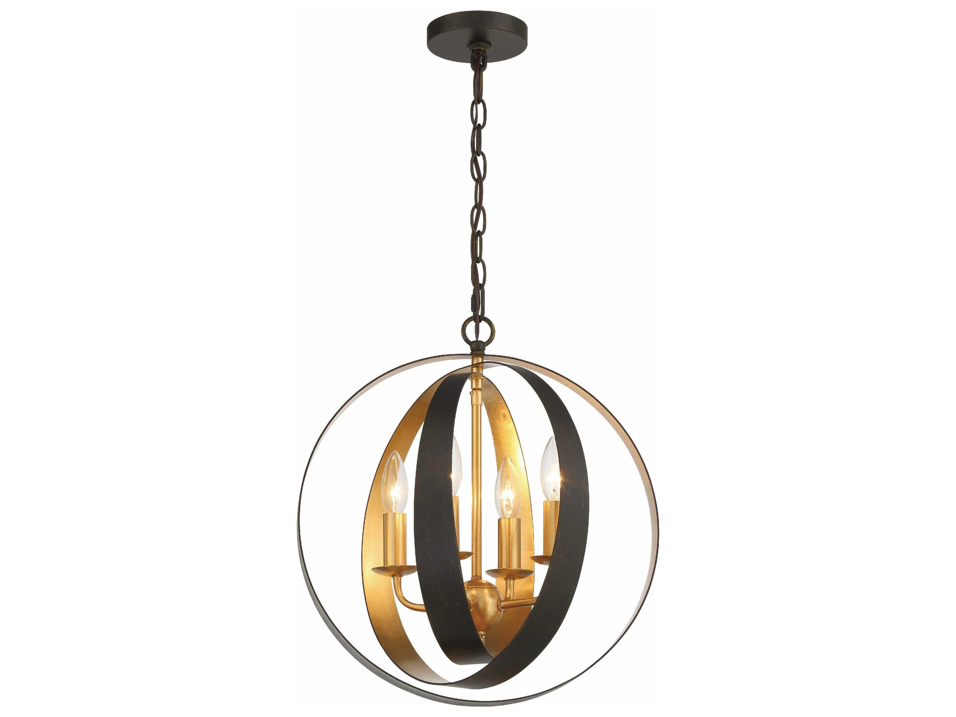 Crystorama Luna 4-Light English Bronze Antique Gold Candelabra Globe Chandelier